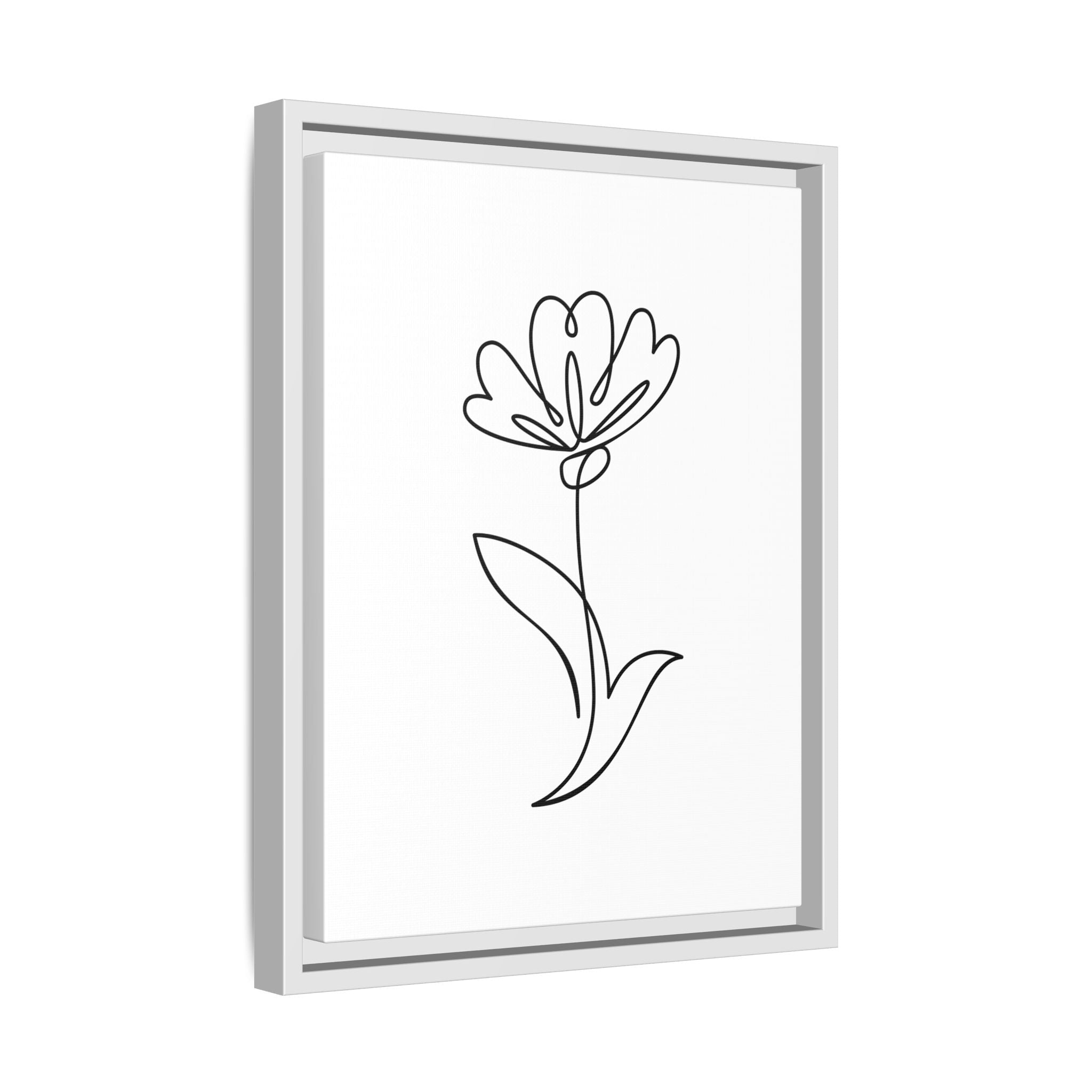 Minimal Floral Line Art Framed Canvas — Matte Multi-Color