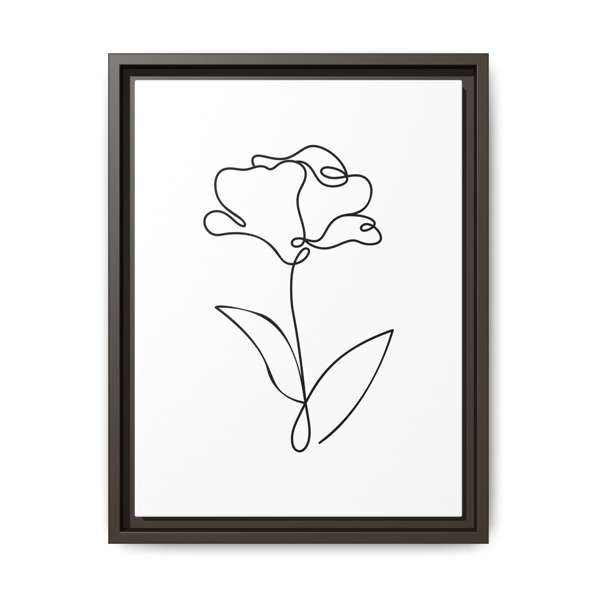 Minimal Line Art Flower Matte Canvas Framed Print