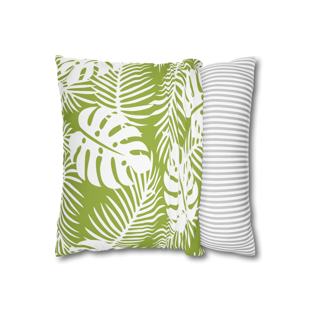 Tropical Leaf Pattern Square Pillowcase — Botanical Tropical Pillowcase