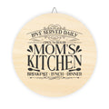 Mom's Kitchen Wood Sign – "Love Served Daily" Rustic Round Wall Decor