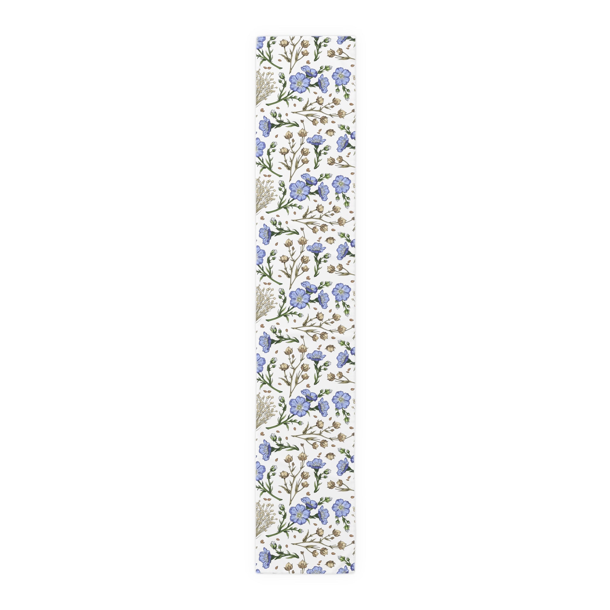 Blue Wildflower Table Runner — Floral Cotton-Blend Table Decor for Spring & Everyday