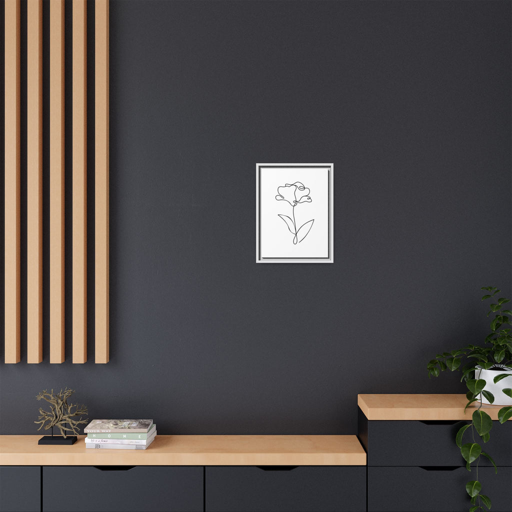 Minimal Line Art Flower Matte Canvas Framed Print