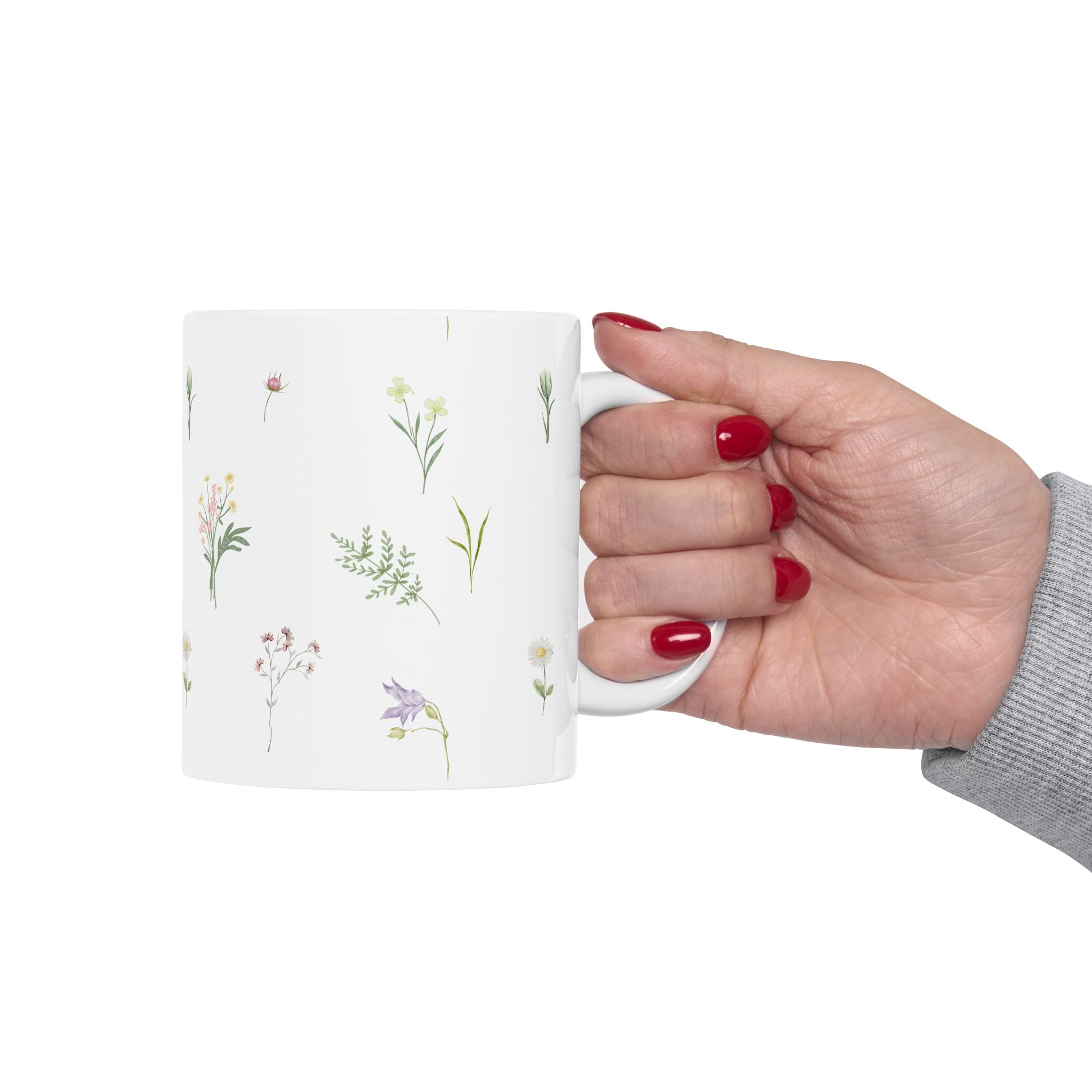 Floral Herbfield Ceramic Mug — Delicate Wildflower Pattern (11oz & 15oz)