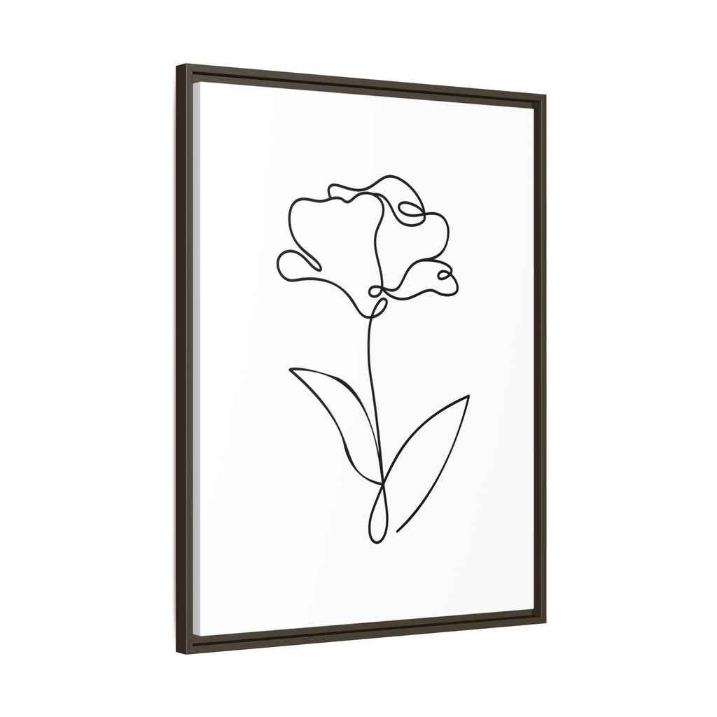 Minimal Line Art Flower Matte Canvas Framed Print