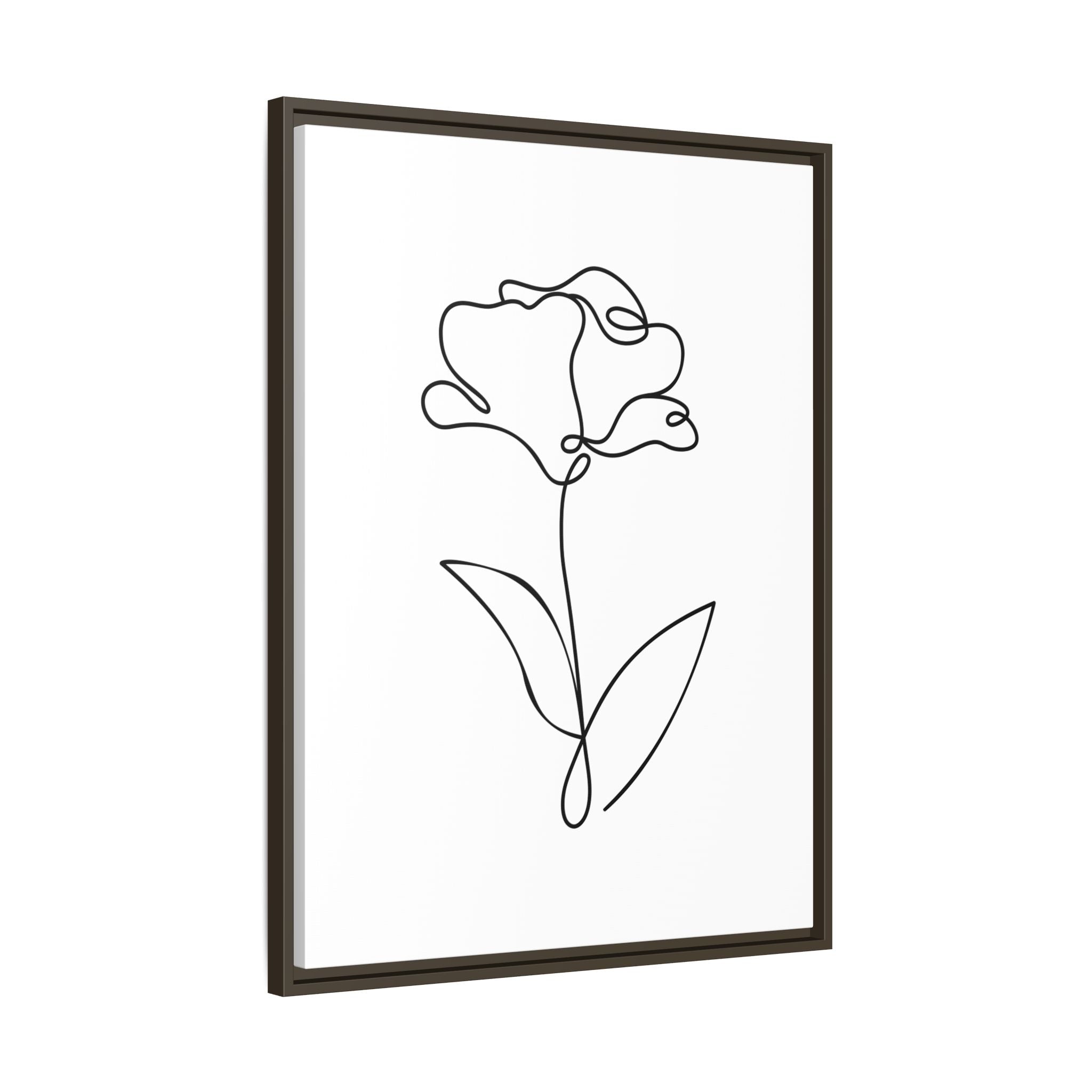 Minimal Line Art Flower Matte Canvas Framed Print