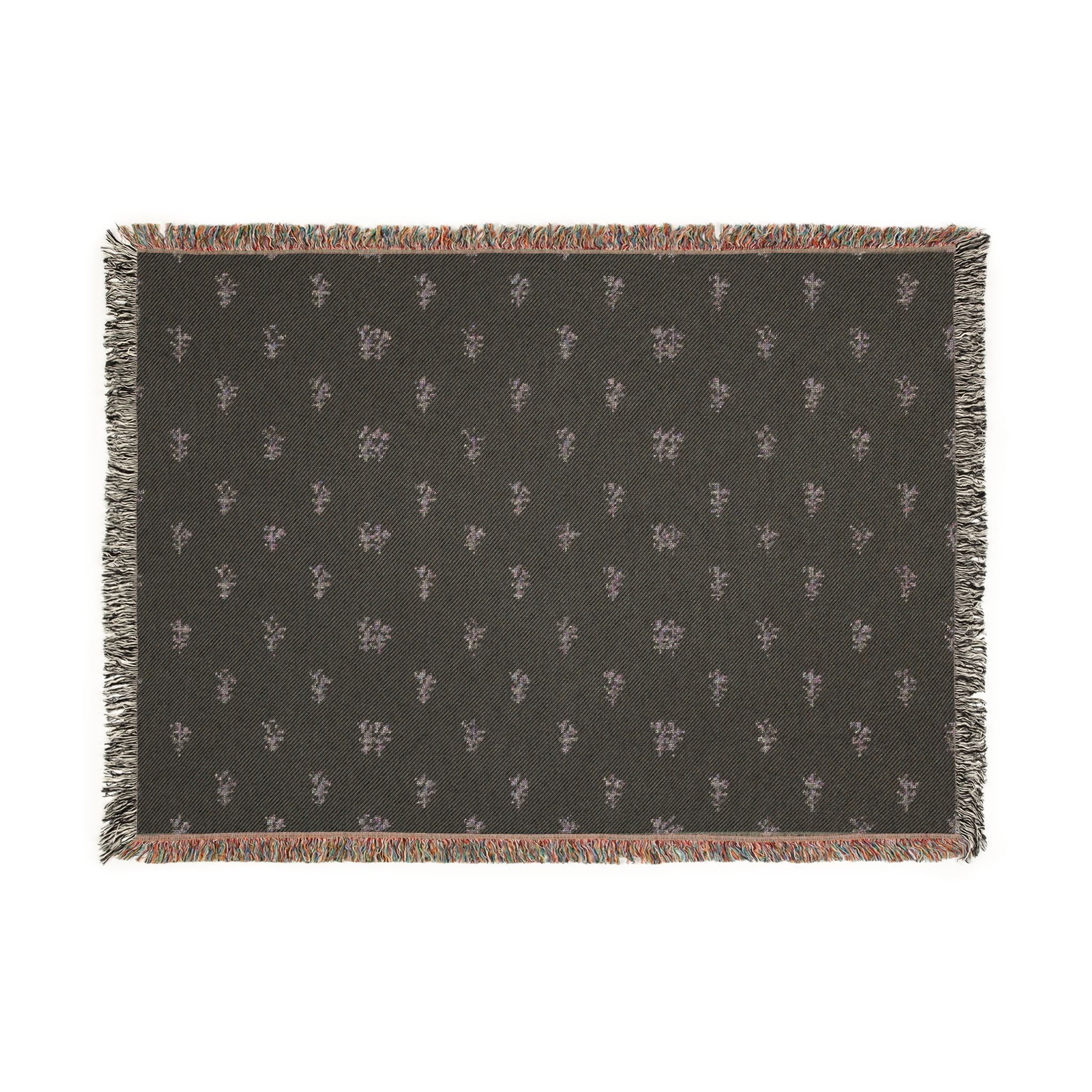 Woven Throw Blanket — Reversible Boho Diamond & Floral Pattern with Fringe