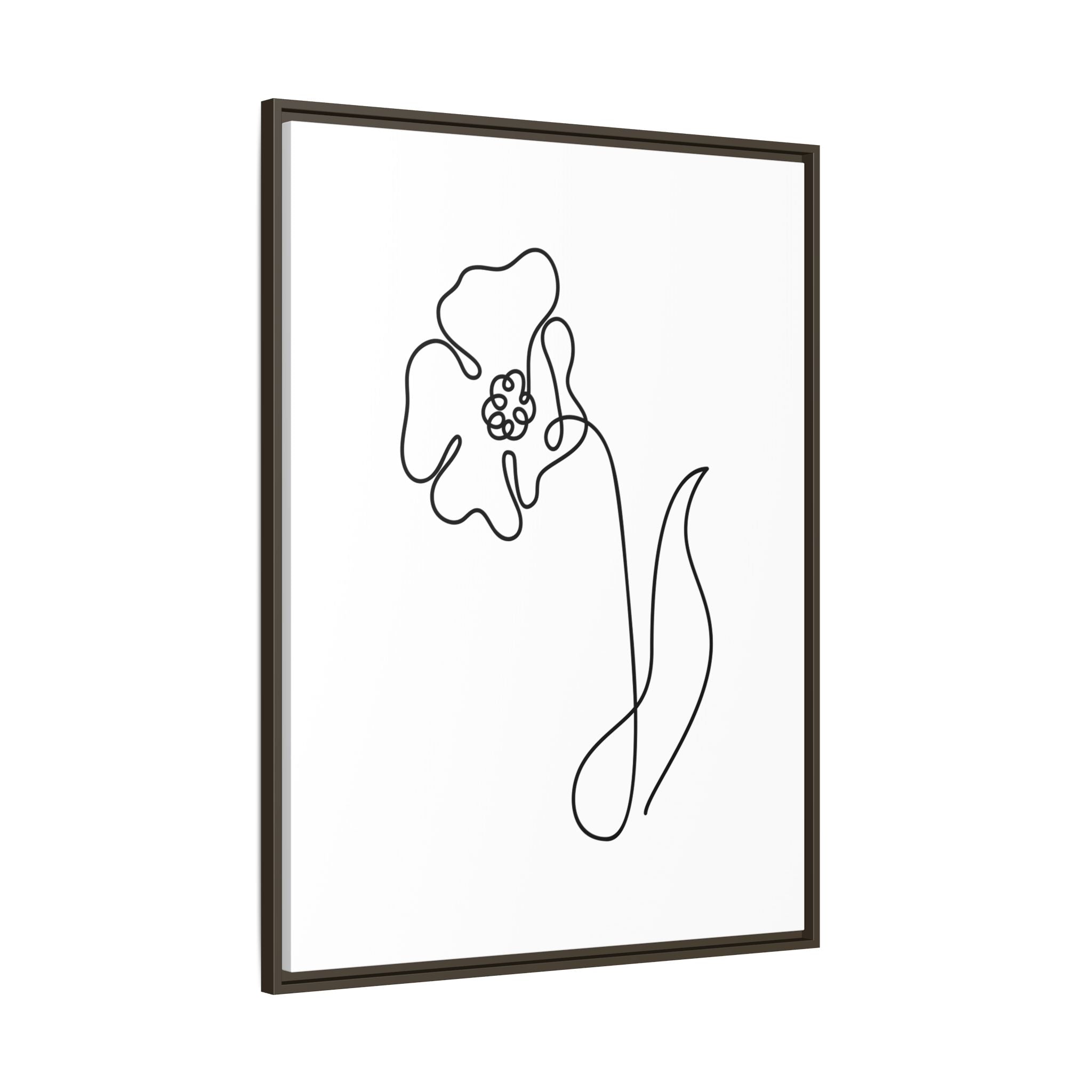 Daisy Line Art Framed Canvas Print — Minimal Botanical Wall Art