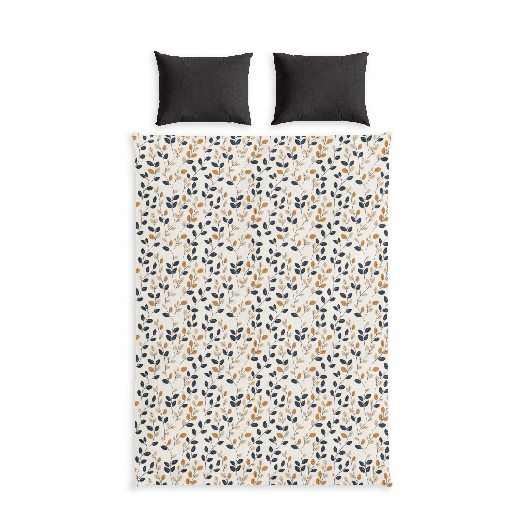 Floral Cotton Bed Set – Neutral Leaf Print Duvet Cover