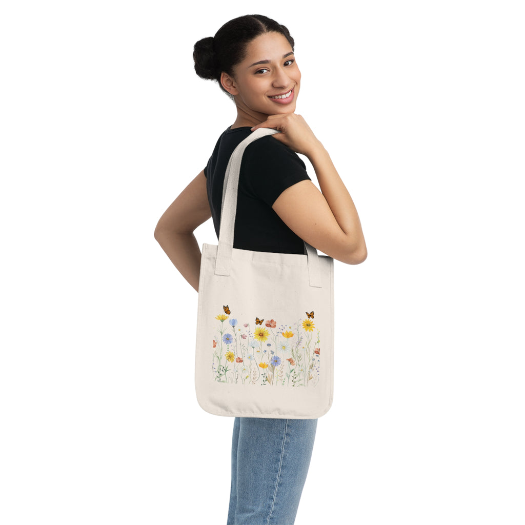 Canvas Tote Bag — Wildflower Garden Floral Print Organic Market Tote