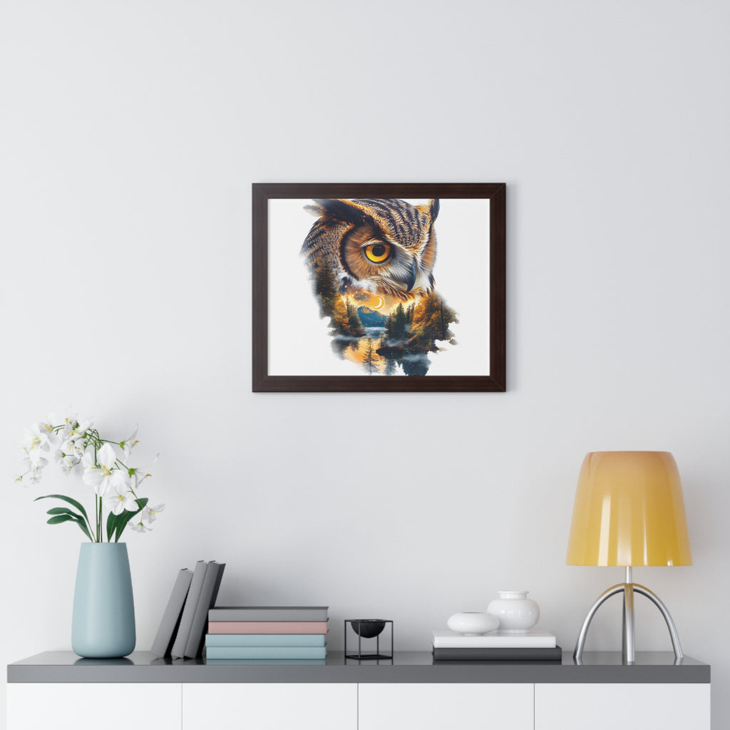 Double Exposure Owl Woodland Framed Poster