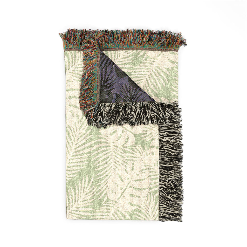 Palm Leaf Woven Blanket — Tropical Botanical Throw