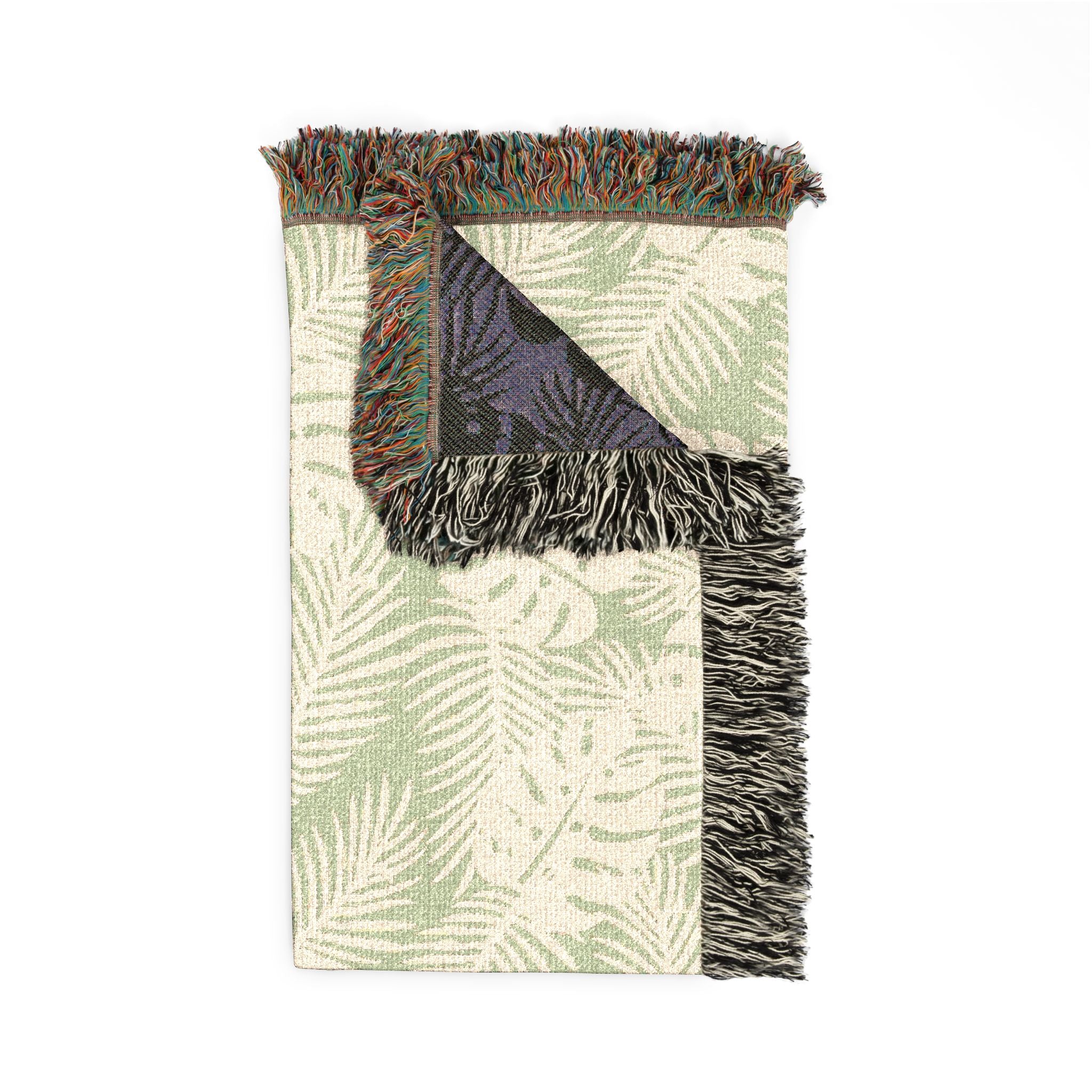 Palm Leaf Woven Blanket — Tropical Botanical Throw