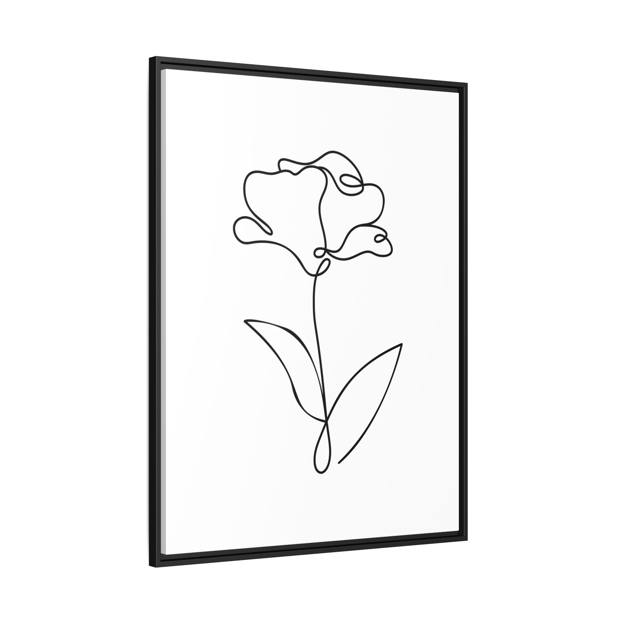Minimal Line Art Flower Matte Canvas Framed Print