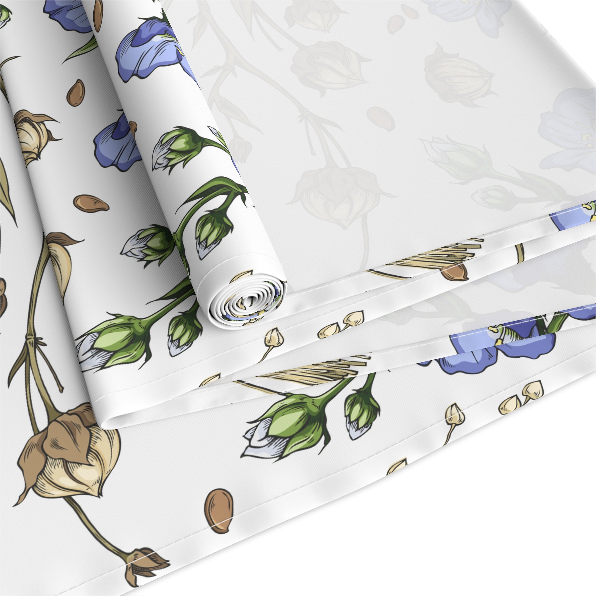 Blue Wildflower Table Runner — Floral Cotton-Blend Table Decor for Spring & Everyday