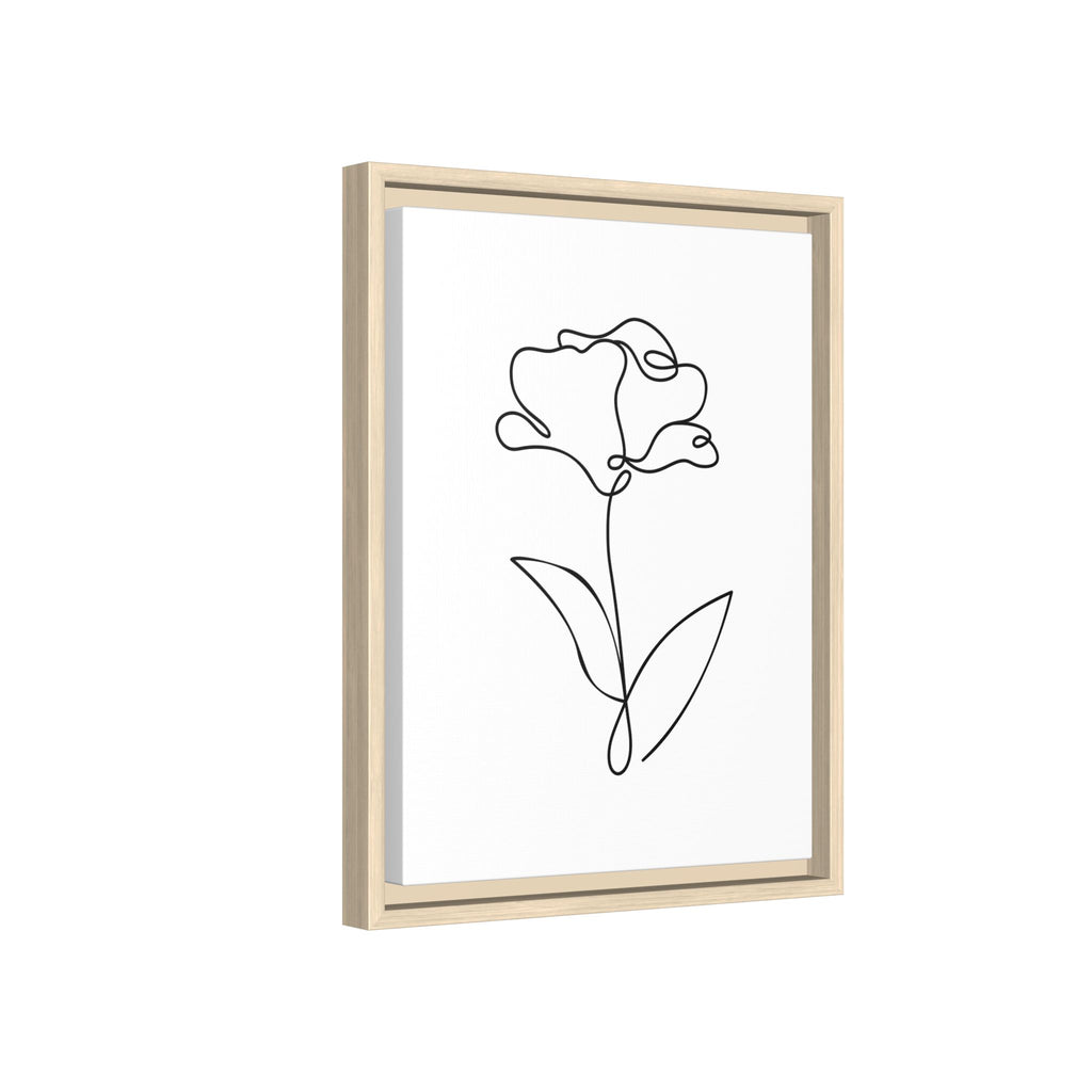 Minimal Line Art Flower Matte Canvas Framed Print