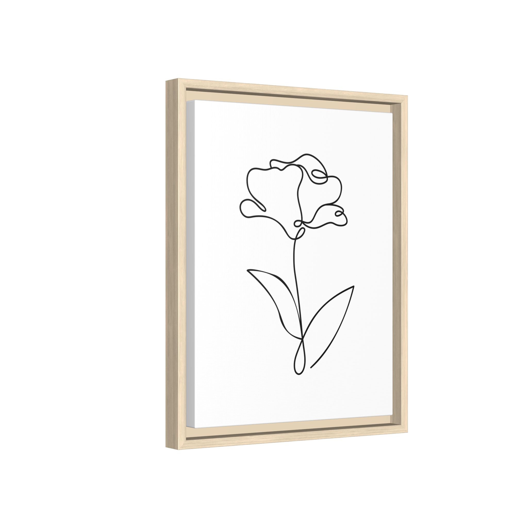 Minimal Line Art Flower Matte Canvas Framed Print