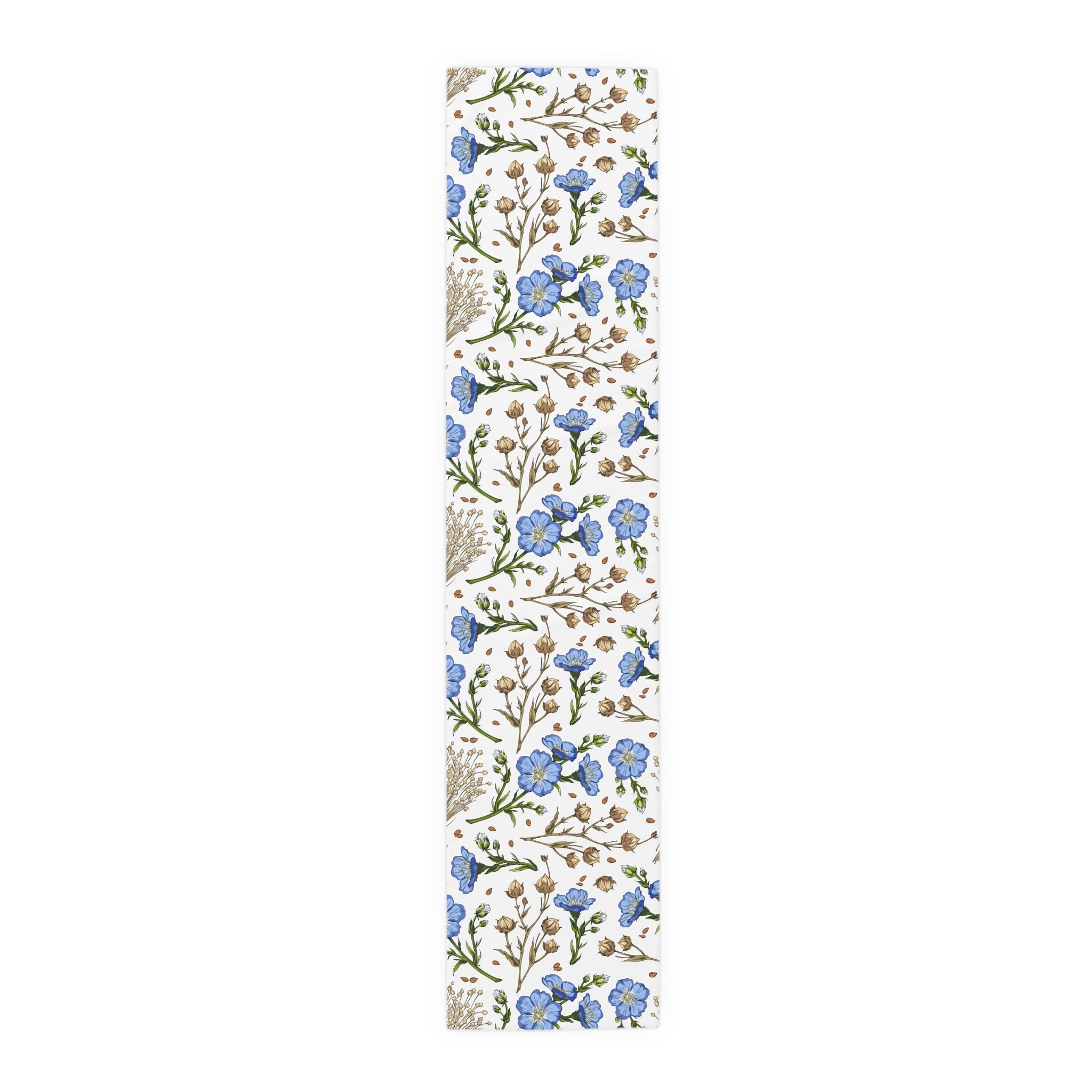 Blue Wildflower Table Runner — Floral Cotton-Blend Table Decor for Spring & Everyday