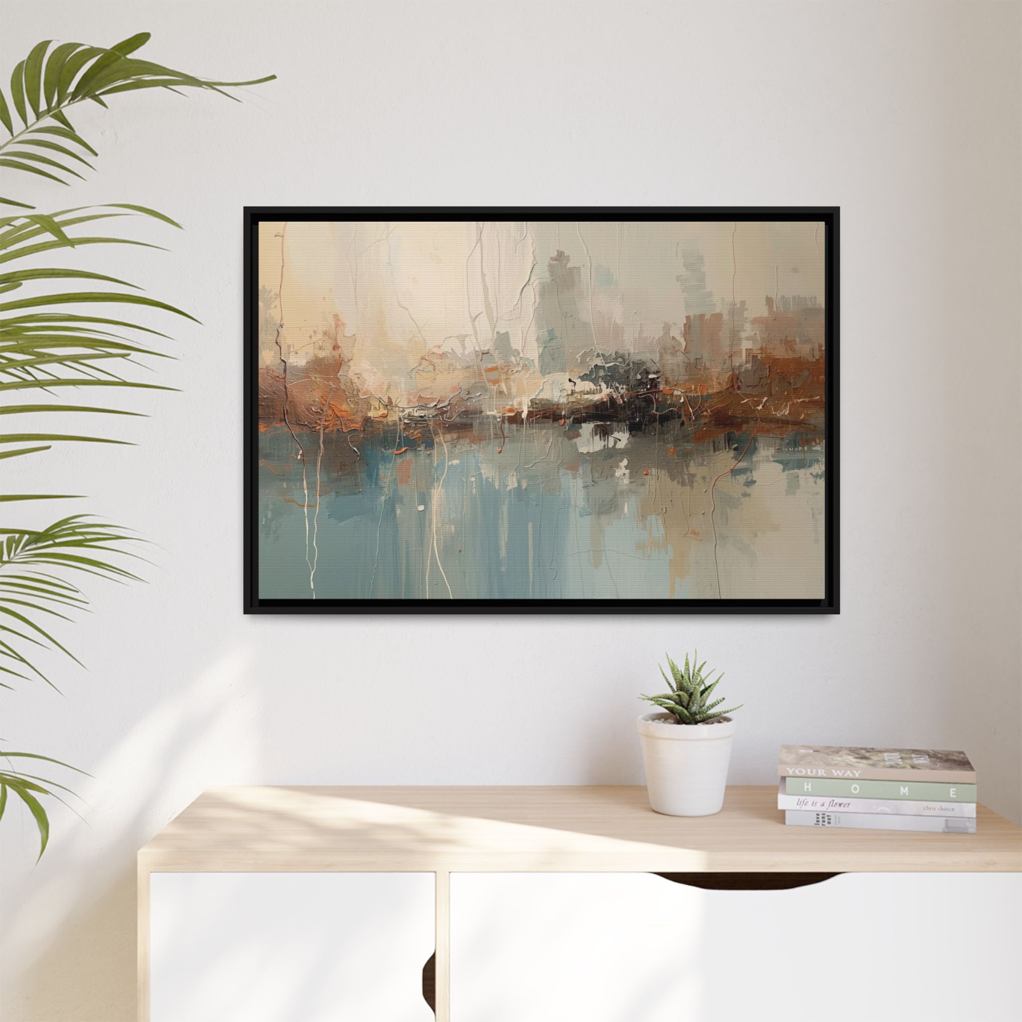Serene Watercolour Abstract Canvas Print – Matte Framed Wall Art