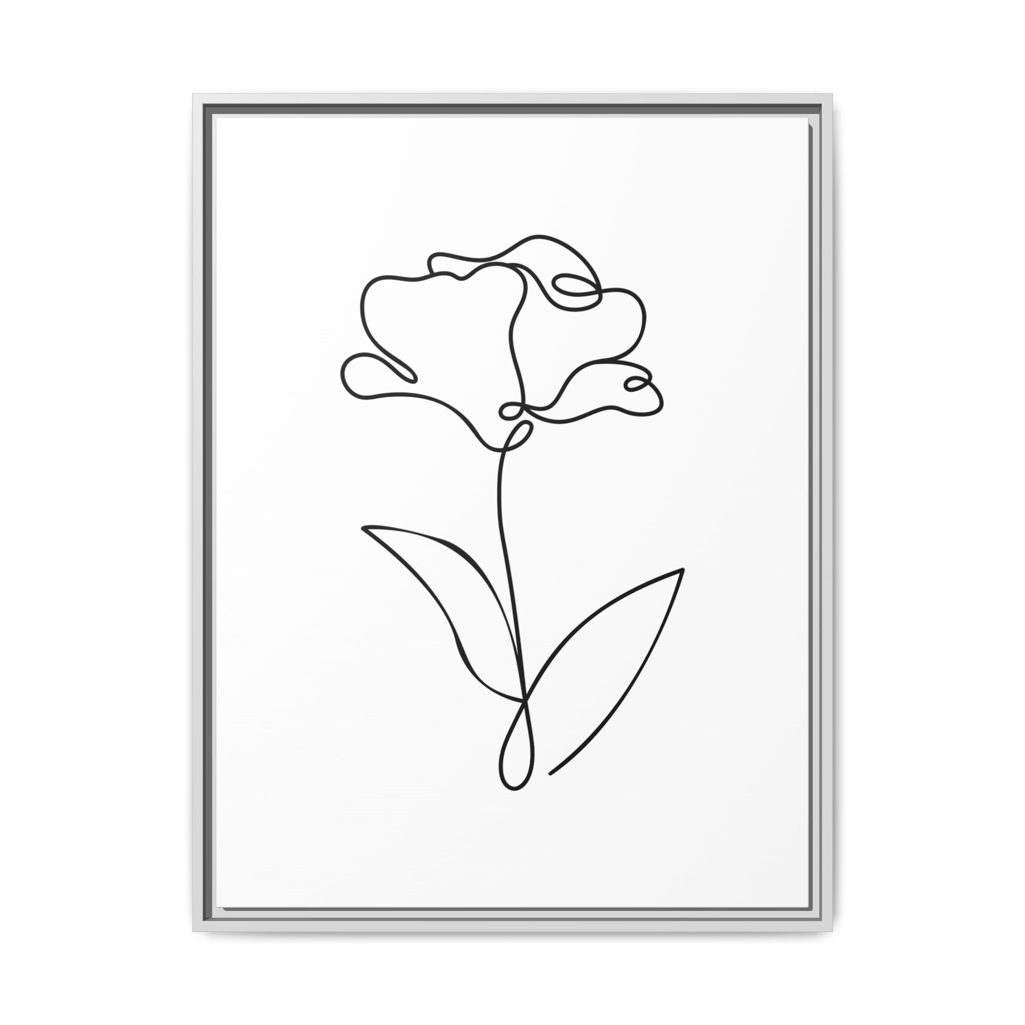 Minimal Line Art Flower Matte Canvas Framed Print