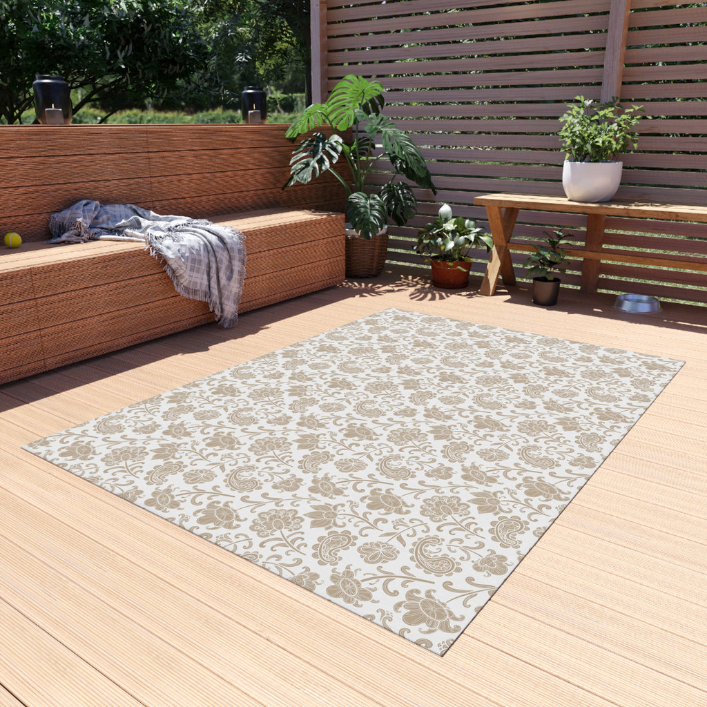 Daisy Gingham Outdoor Rug — Floral Patio Mat