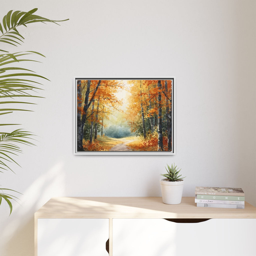 Autumn Forest Framed Canvas Wall Art — Matte Multi-Color