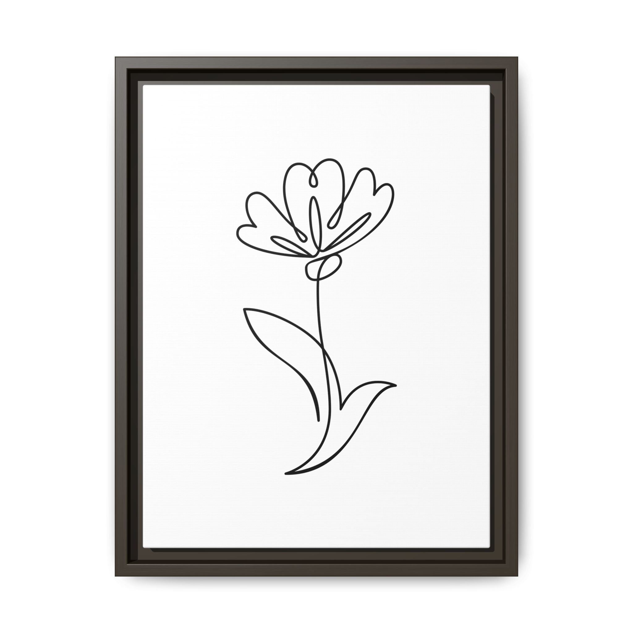 Minimal Floral Line Art Framed Canvas — Matte Multi-Color