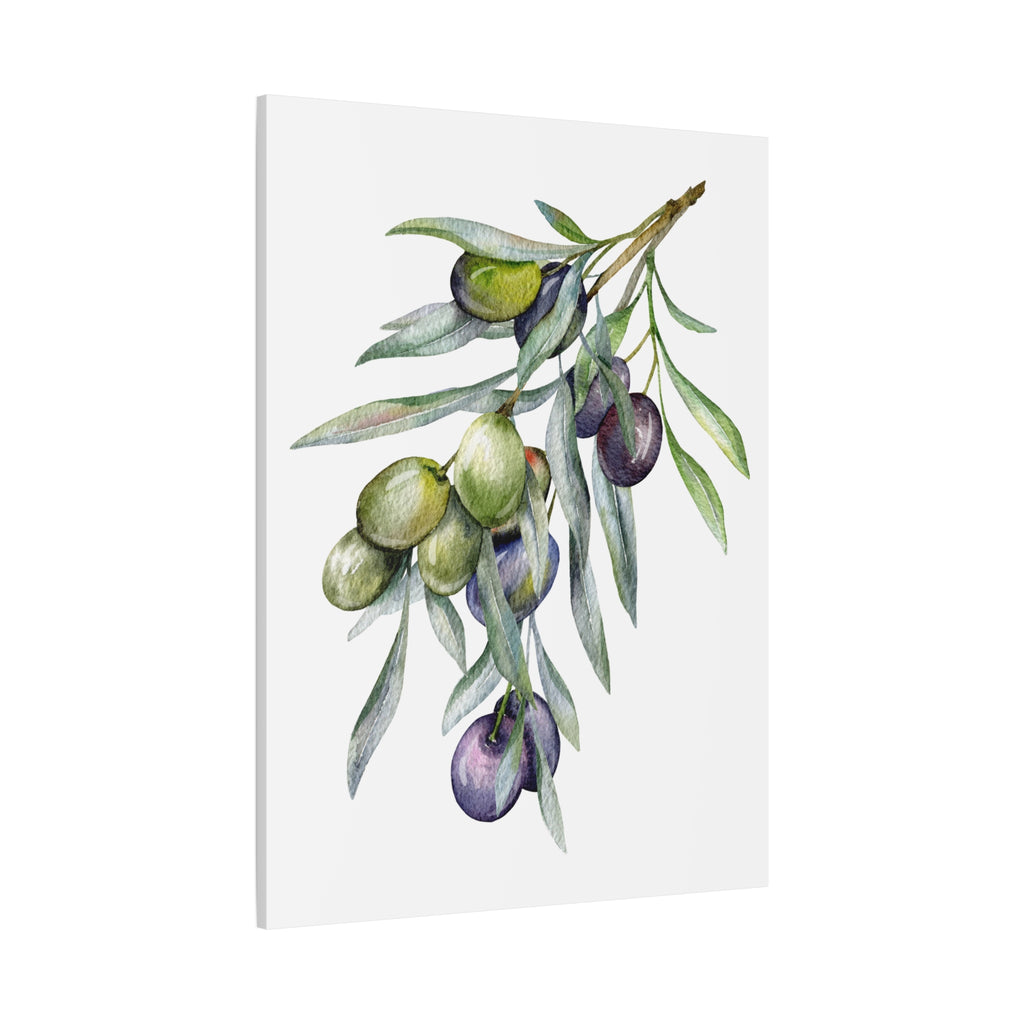 Olive Branch Watercolor Canvas Wall Art — Matte Stretched Canvas