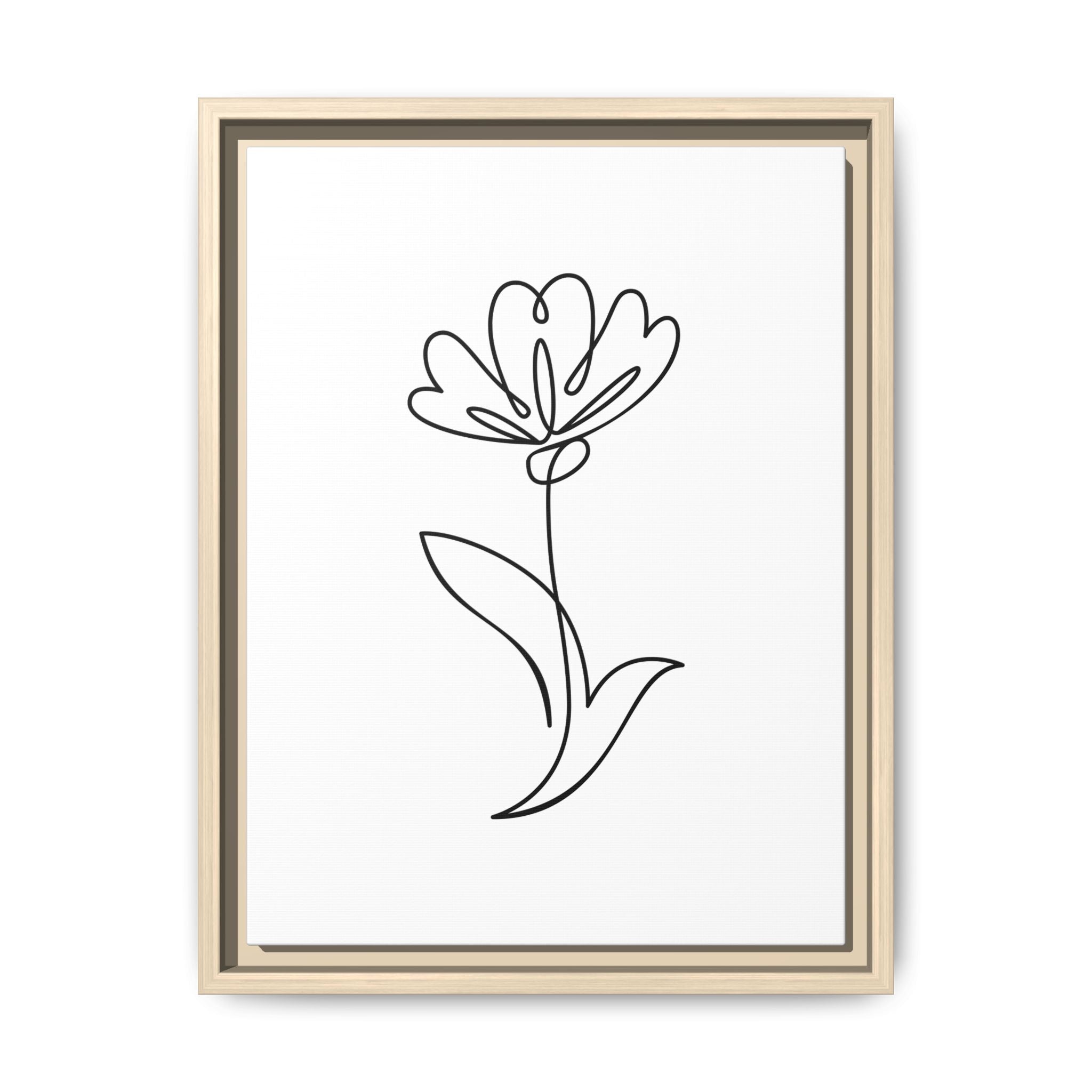 Minimal Floral Line Art Framed Canvas — Matte Multi-Color