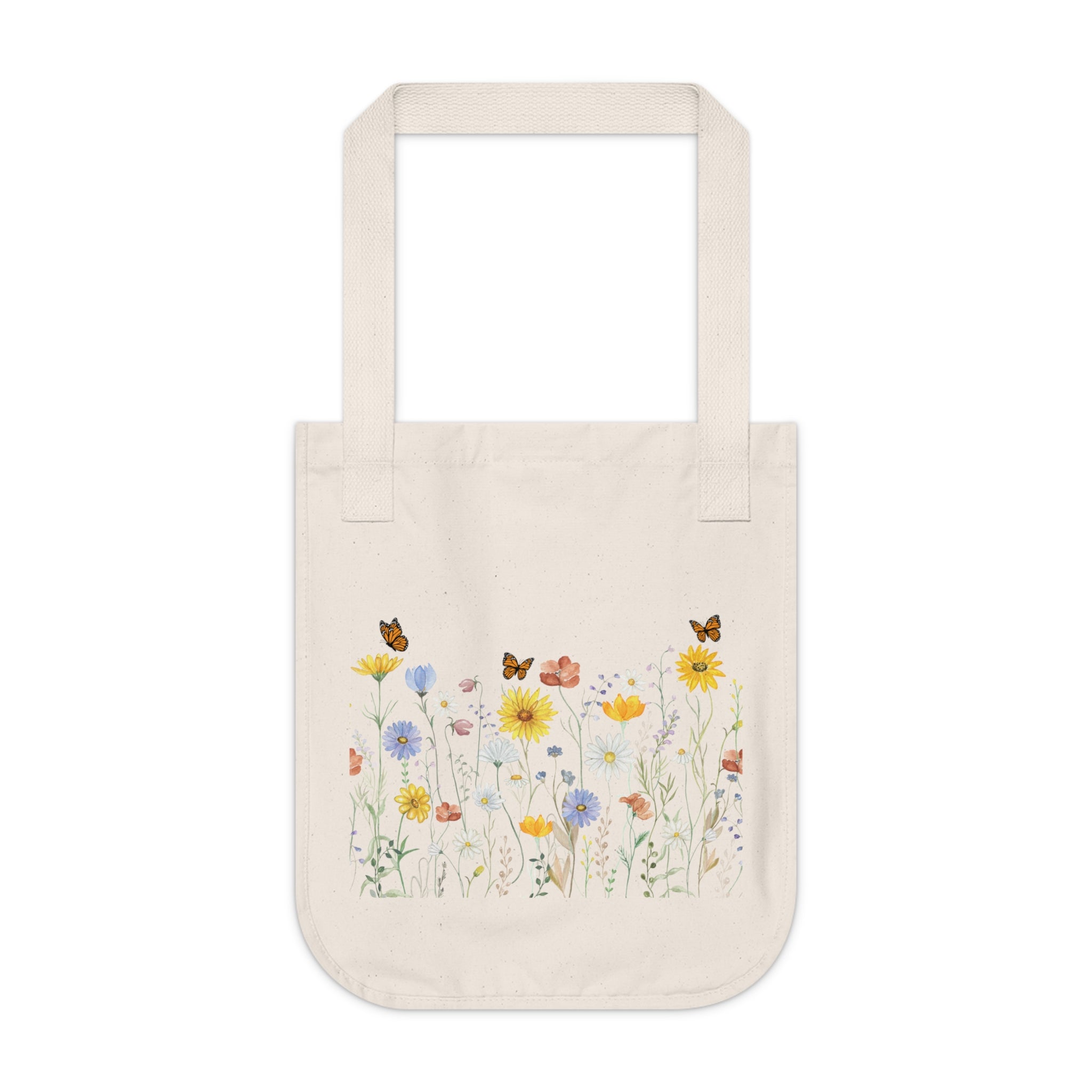 Canvas Tote Bag — Wildflower Garden Floral Print Organic Market Tote