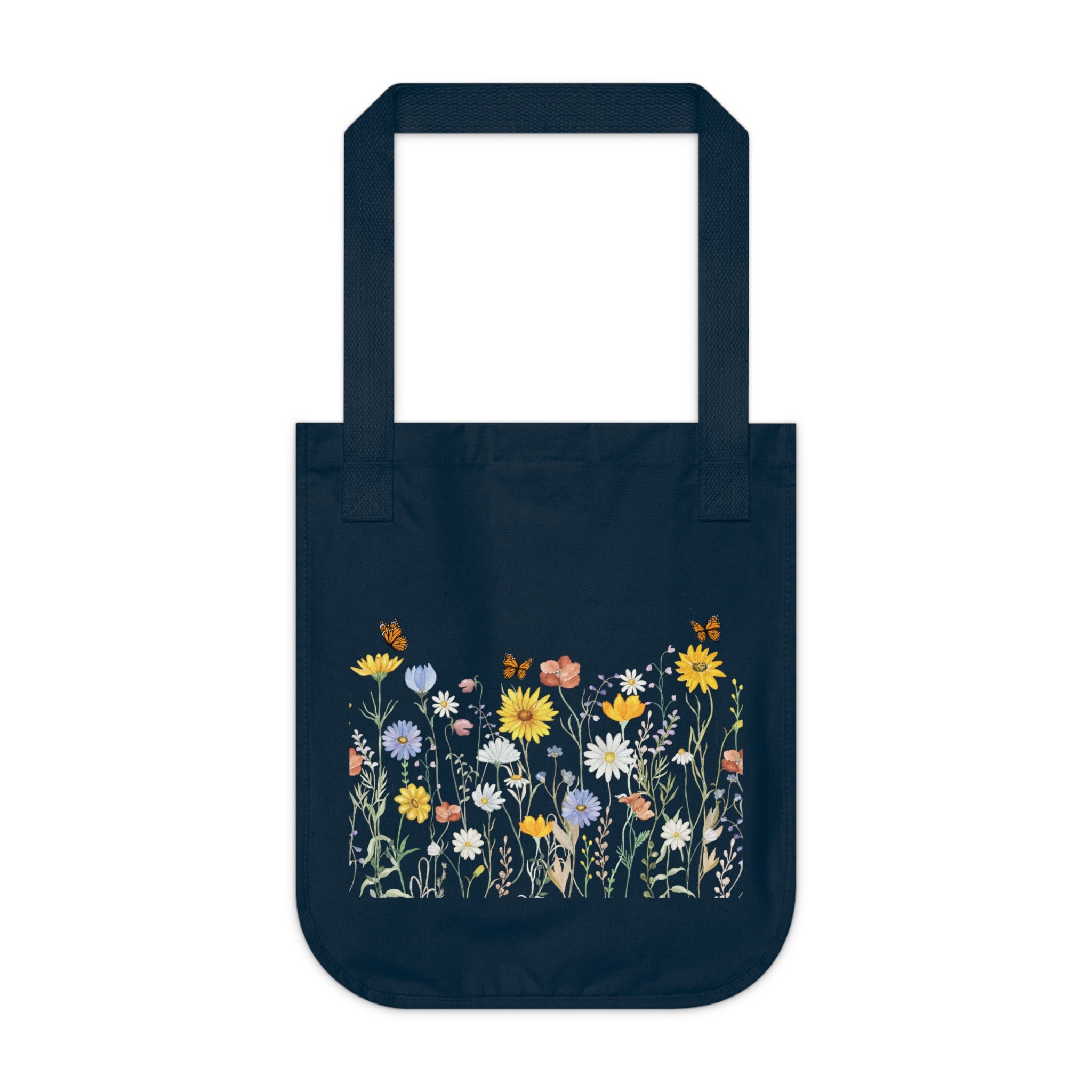 Canvas Tote Bag — Wildflower Garden Floral Print Organic Market Tote