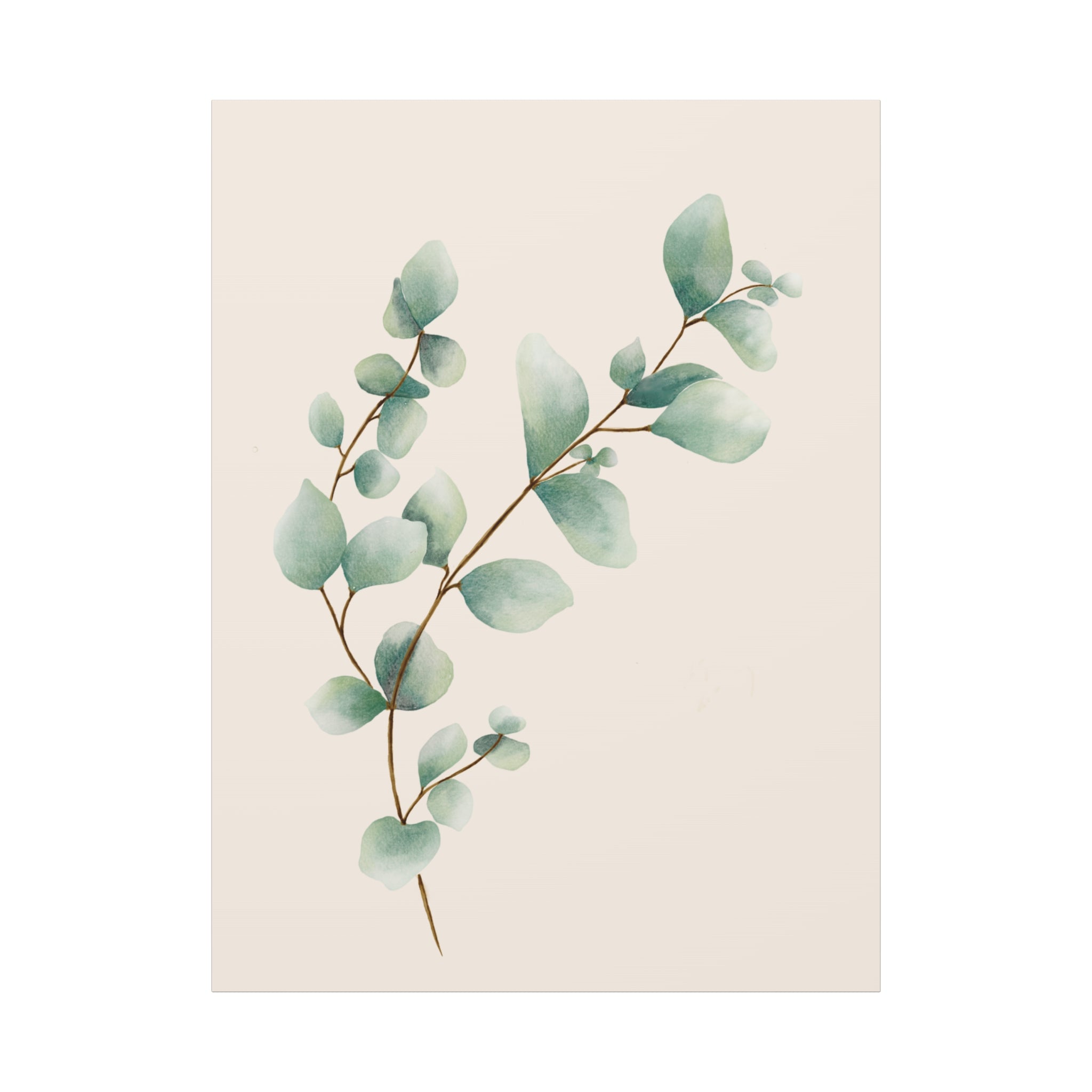 Botanical Watercolor Canvas Print — Green Leaf Wall Art (Matte Stretched)