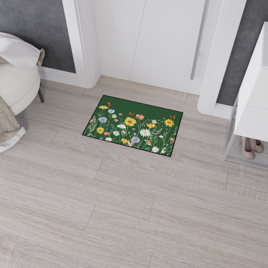 Wildflower & Butterfly Heavy Duty Floor Mat — Garden Welcome Door Rug