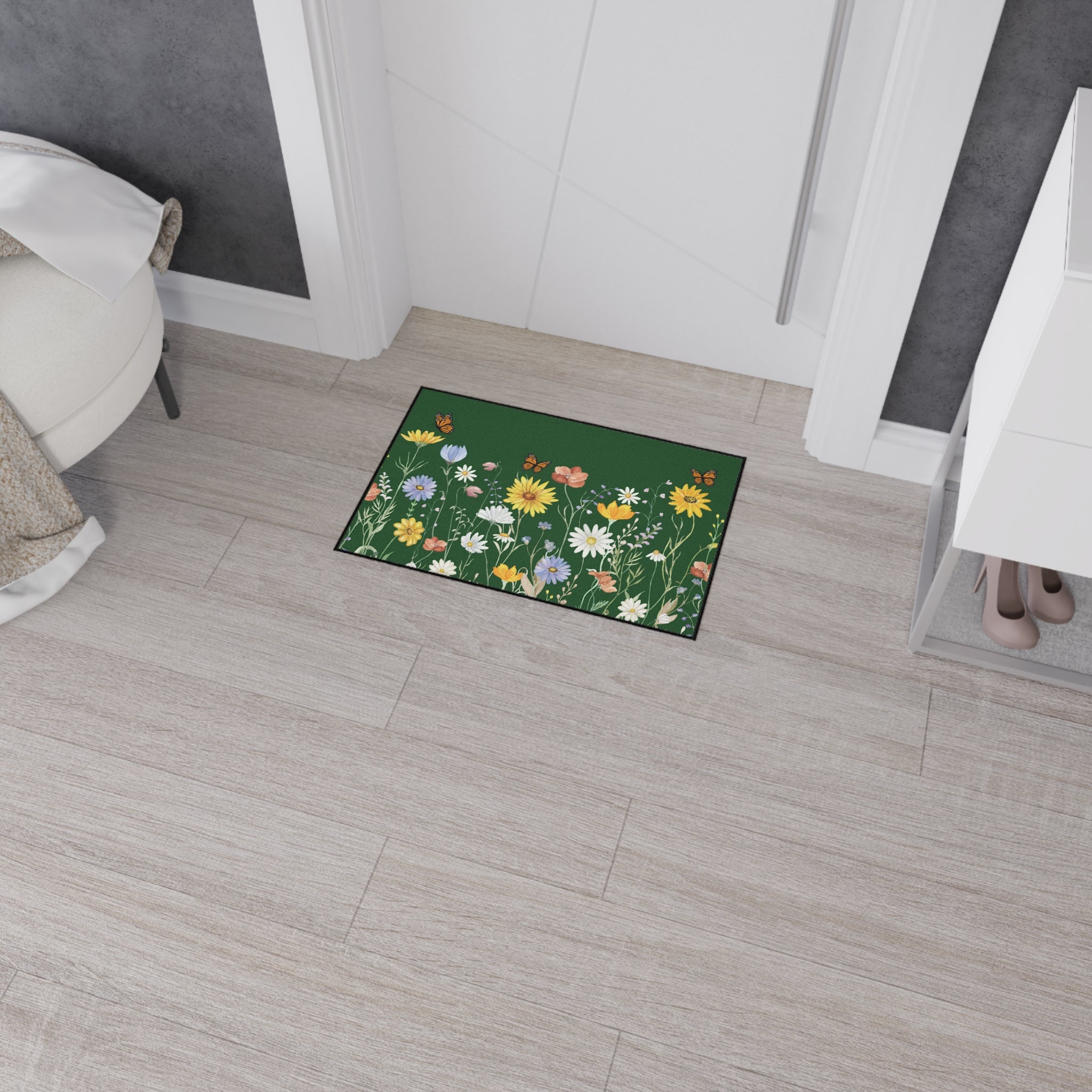 Wildflower & Butterfly Heavy Duty Floor Mat — Garden Welcome Door Rug