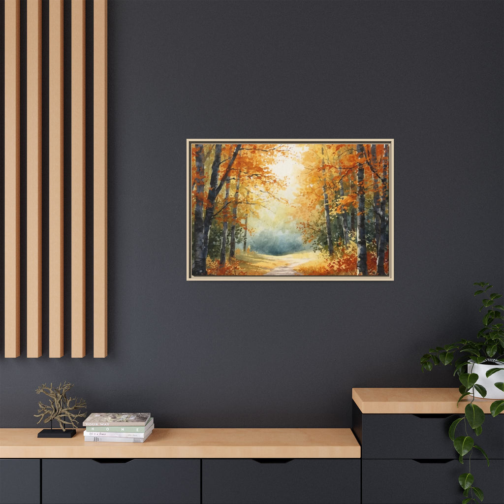 Autumn Forest Framed Canvas Wall Art — Matte Multi-Color