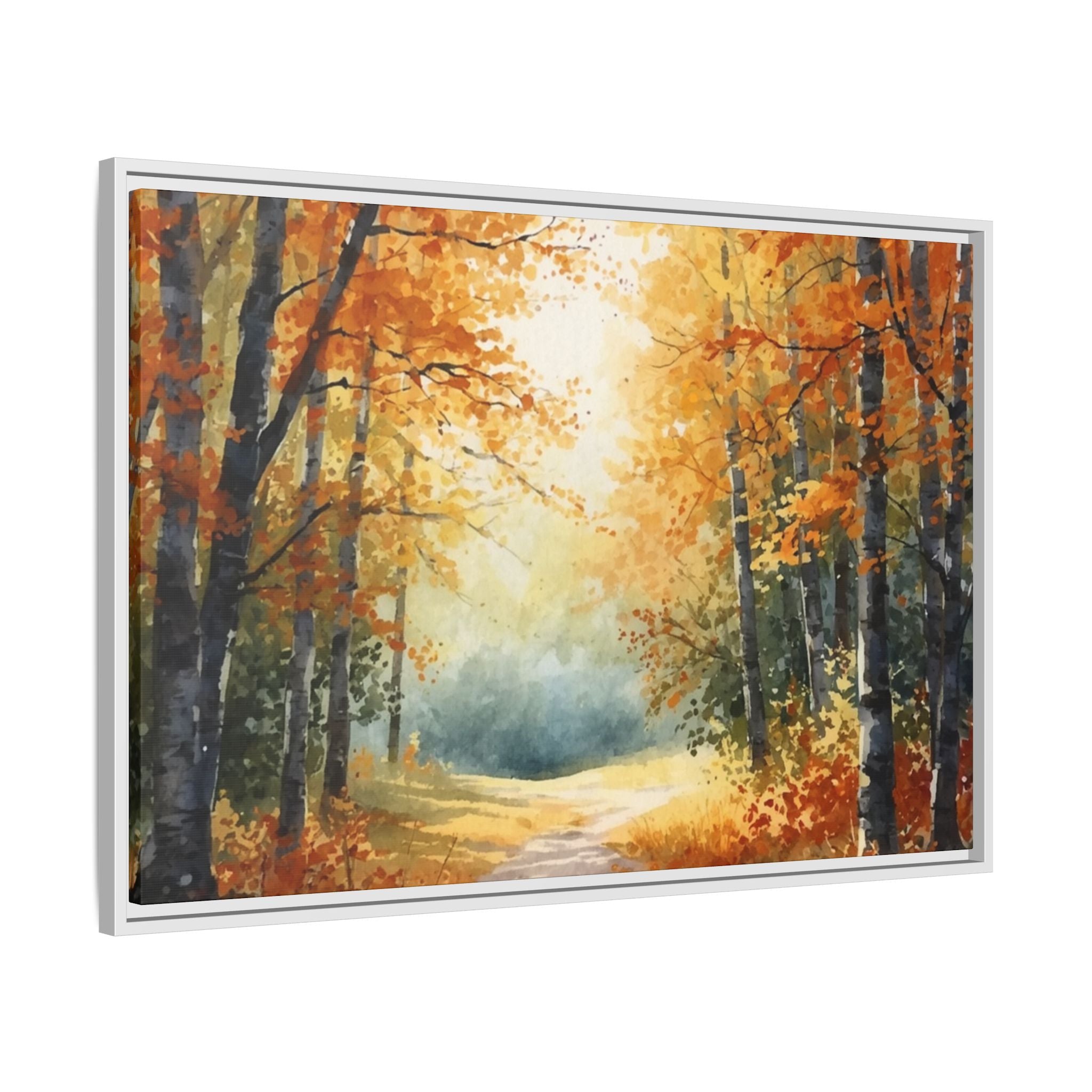 Autumn Forest Framed Canvas Wall Art — Matte Multi-Color
