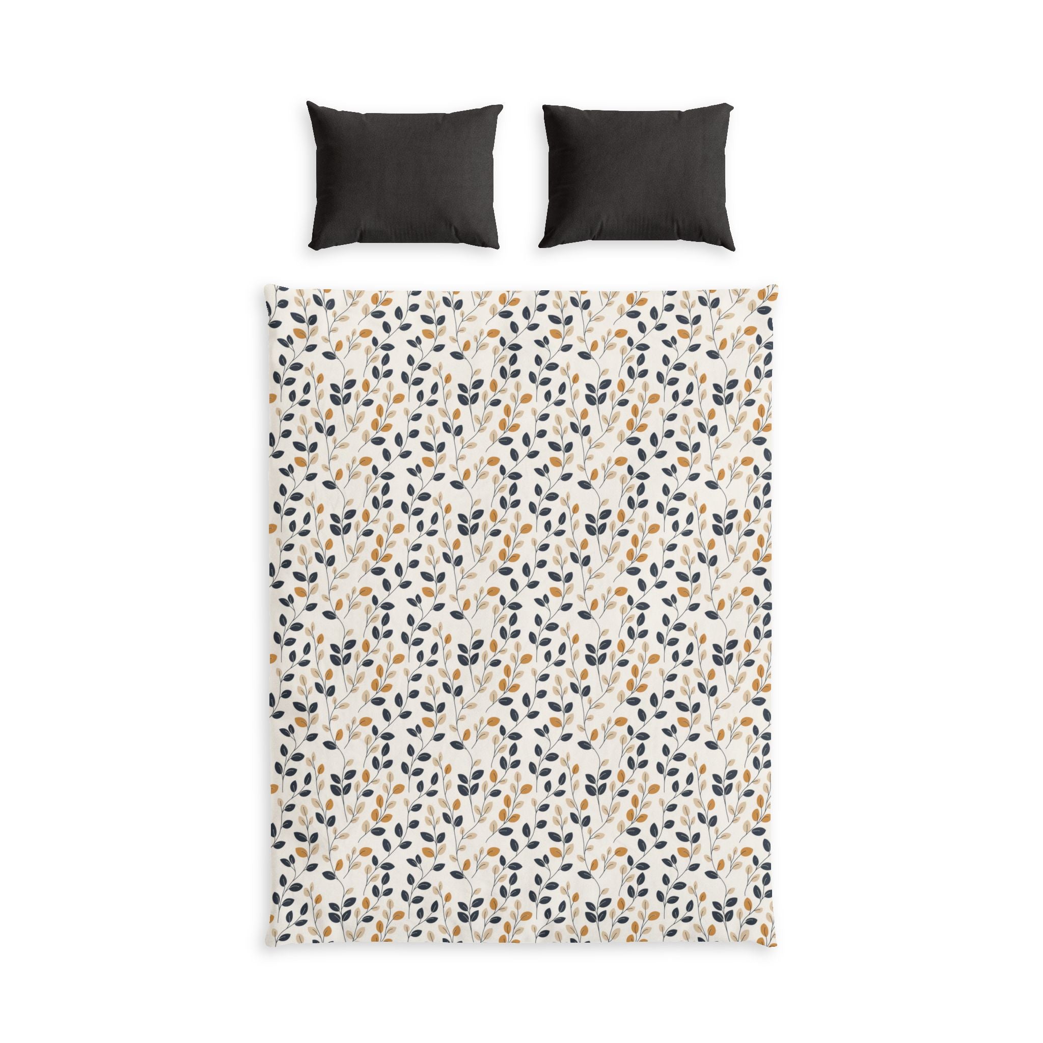 Floral Cotton Bed Set – Neutral Leaf Print Duvet Cover