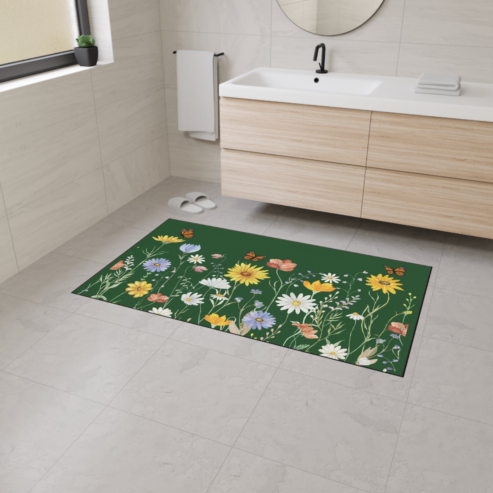 Wildflower & Butterfly Heavy Duty Floor Mat — Garden Welcome Door Rug