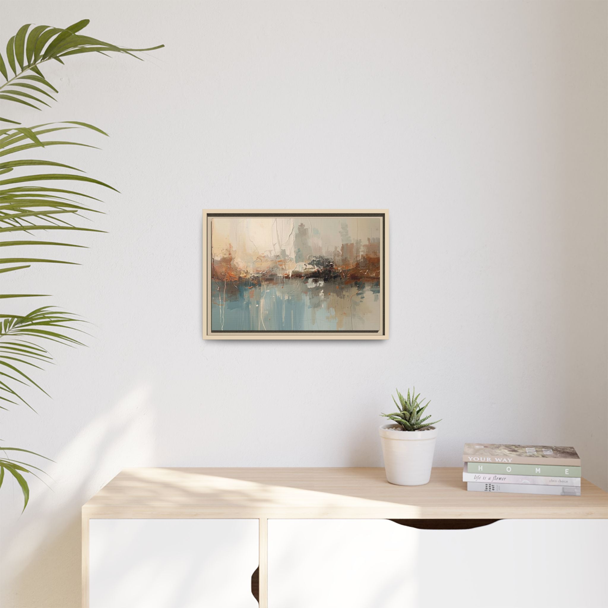 Serene Watercolour Abstract Canvas Print – Matte Framed Wall Art