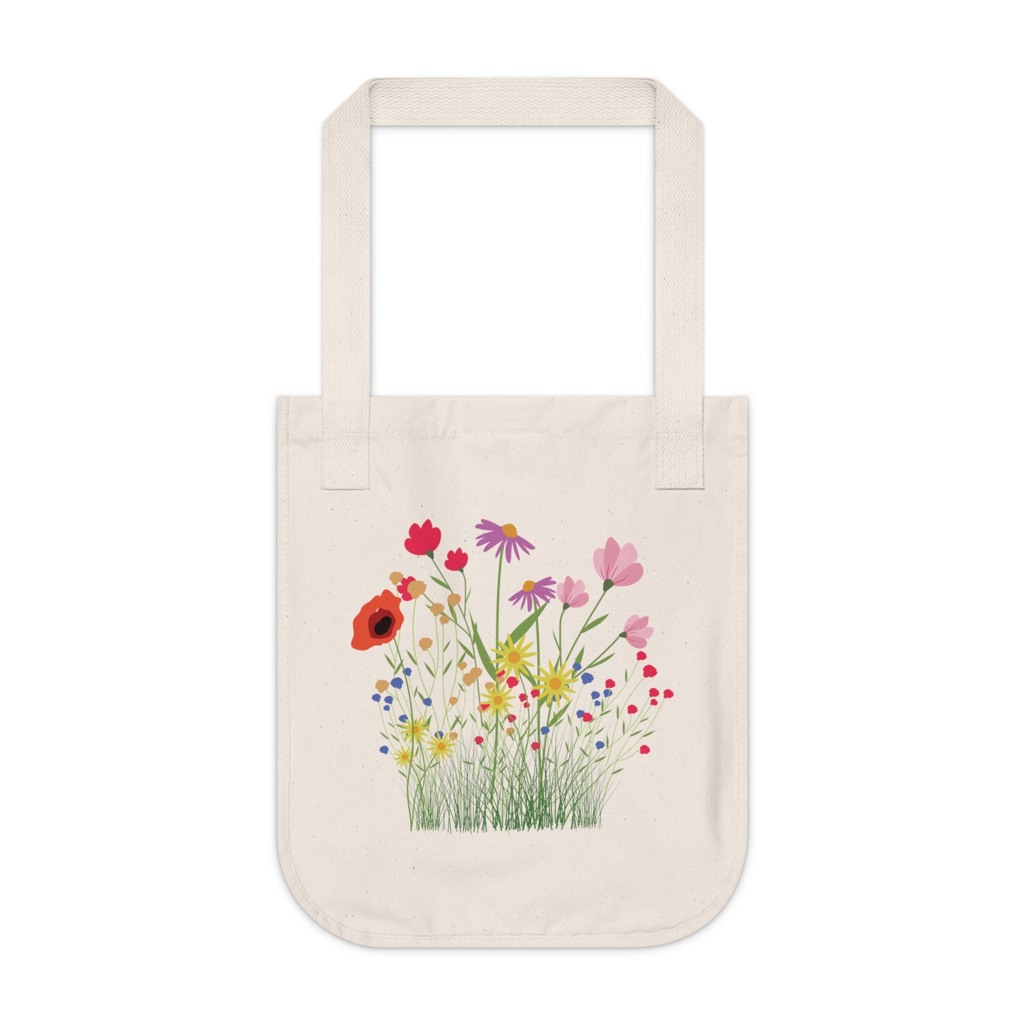 Canvas Tote Bag — Wildflower Garden Floral Print Organic Market Tote