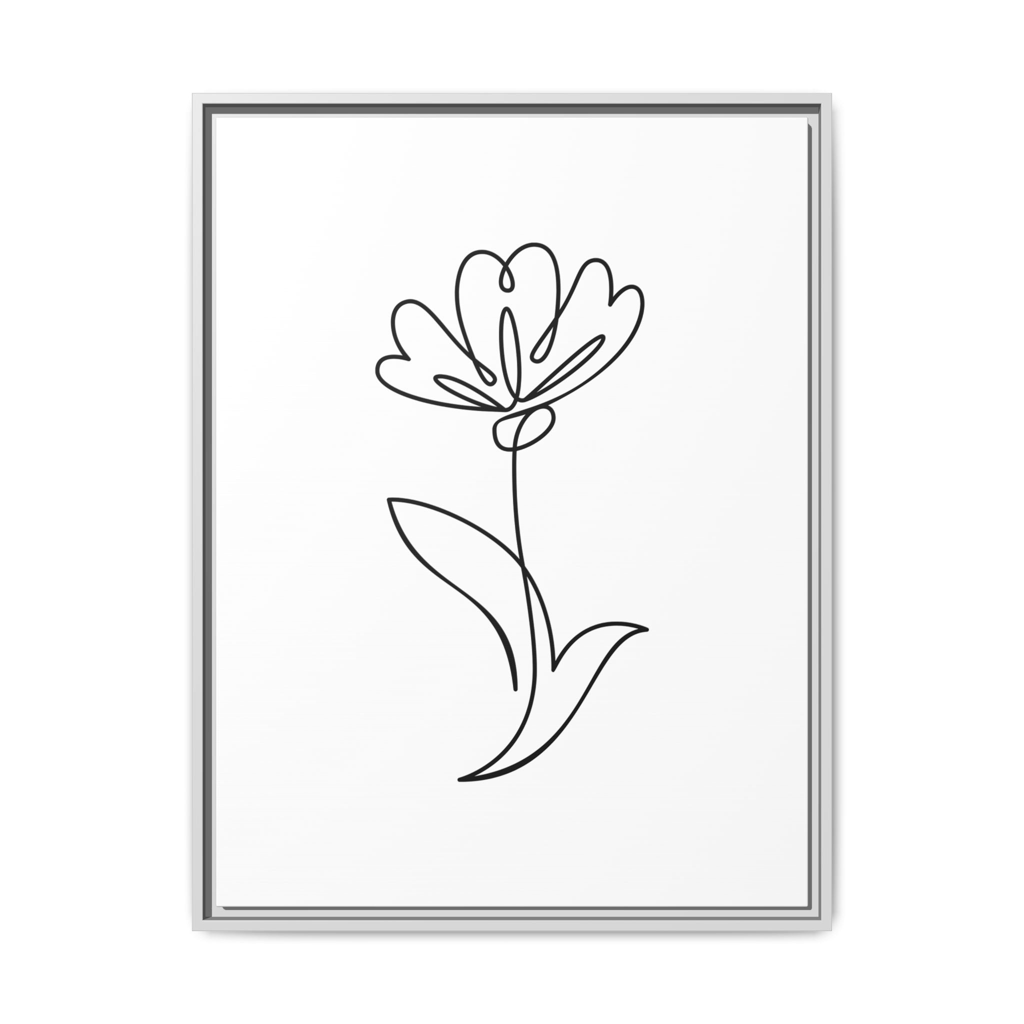 Minimal Floral Line Art Framed Canvas — Matte Multi-Color
