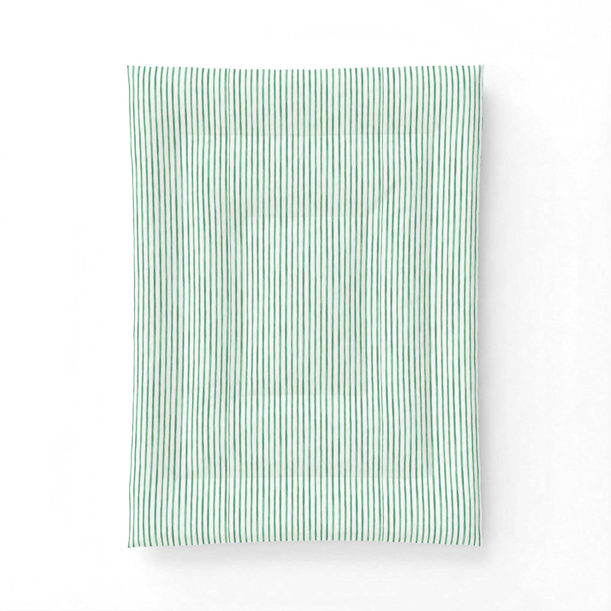 Mint Green Striped Cotton Comforter — Lightweight Quilted Bedspread