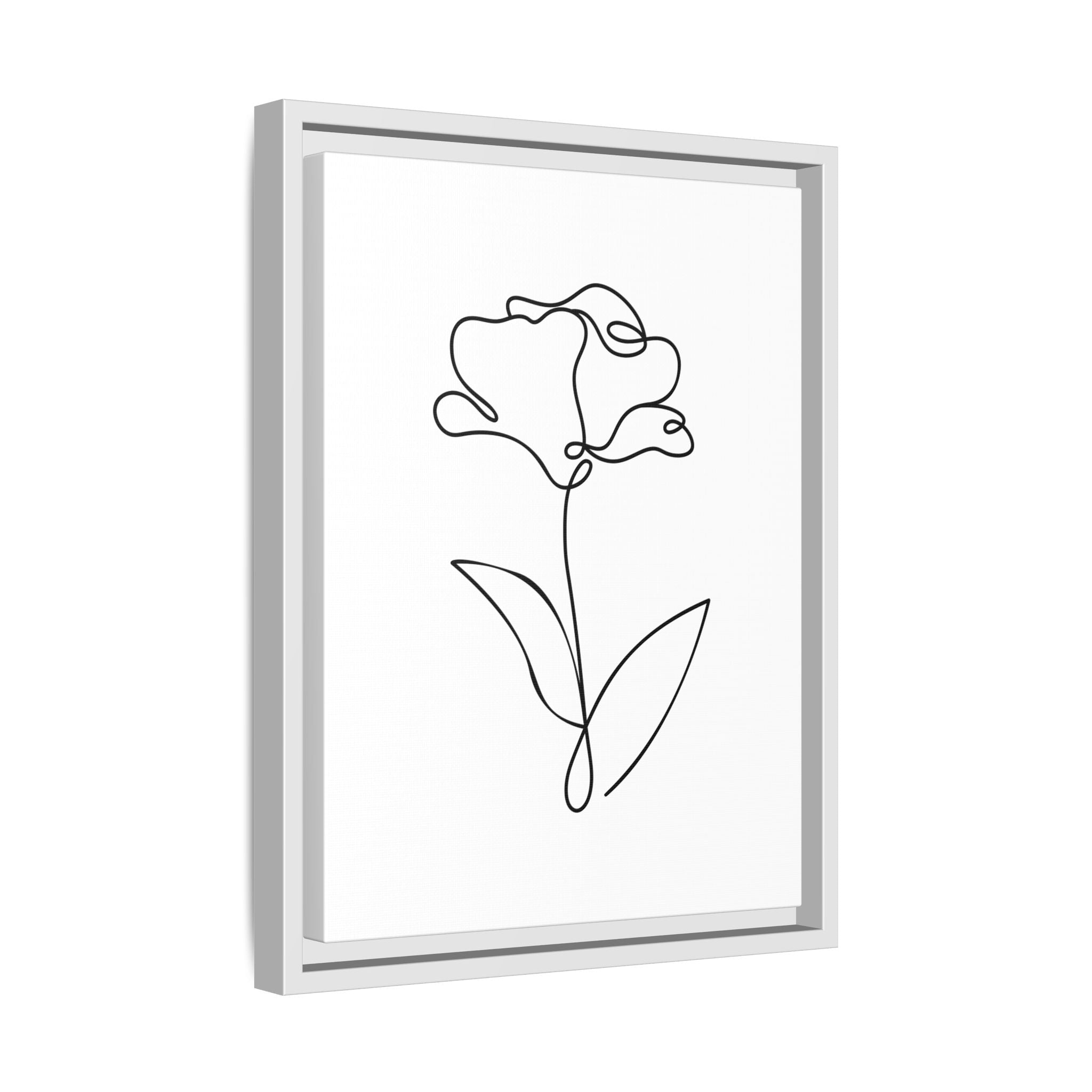 Minimal Line Art Flower Matte Canvas Framed Print
