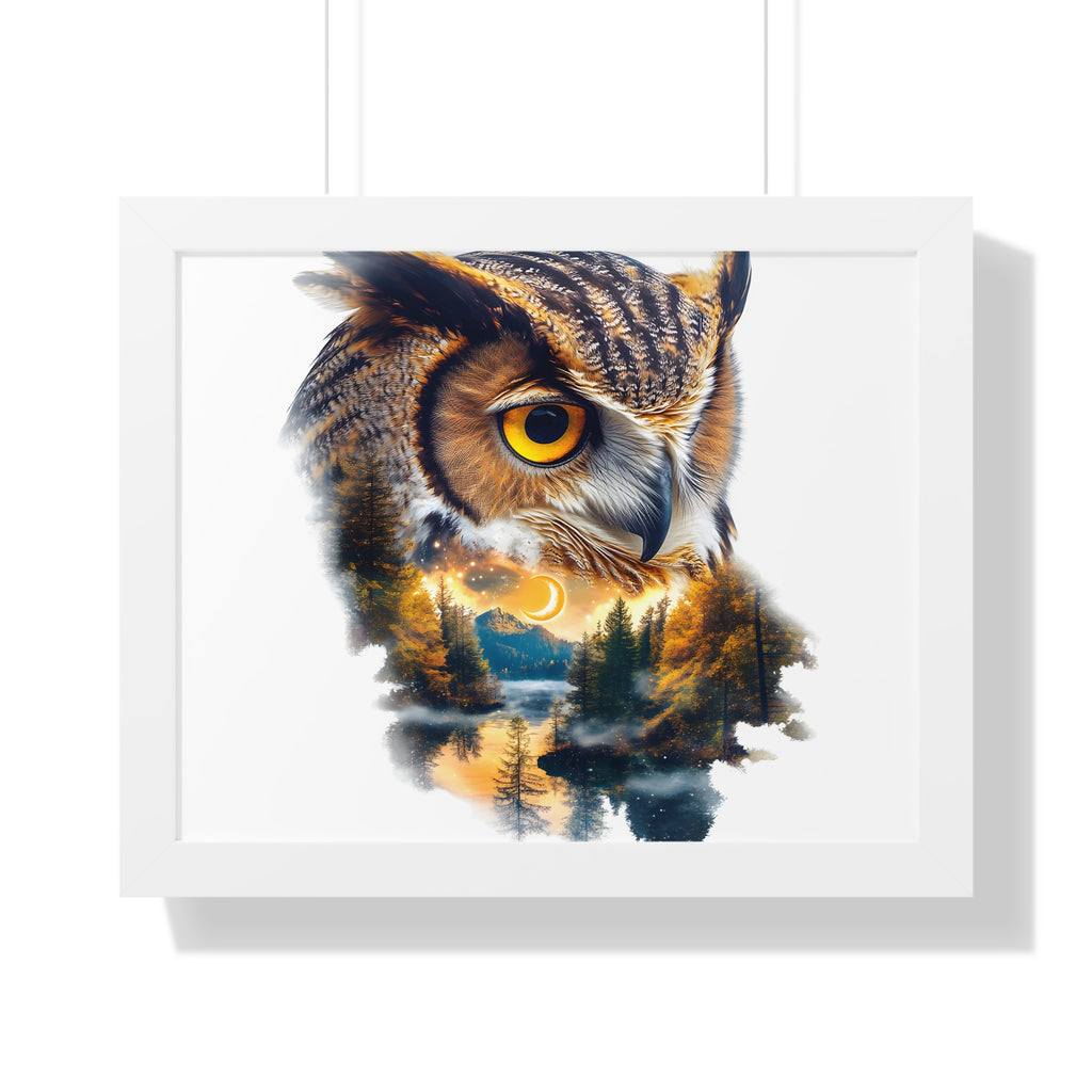 Double Exposure Owl Woodland Framed Poster