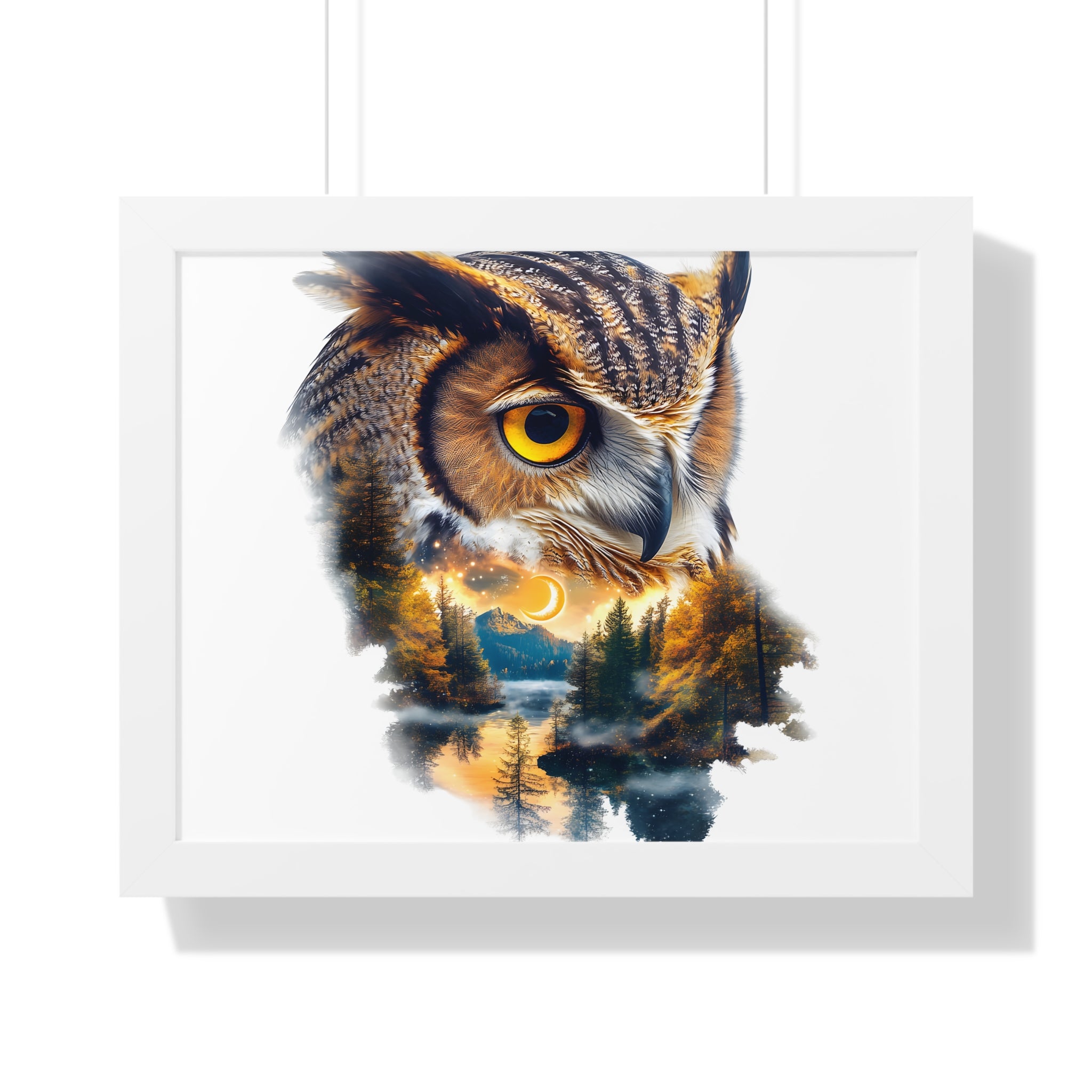 Double Exposure Owl Woodland Framed Poster