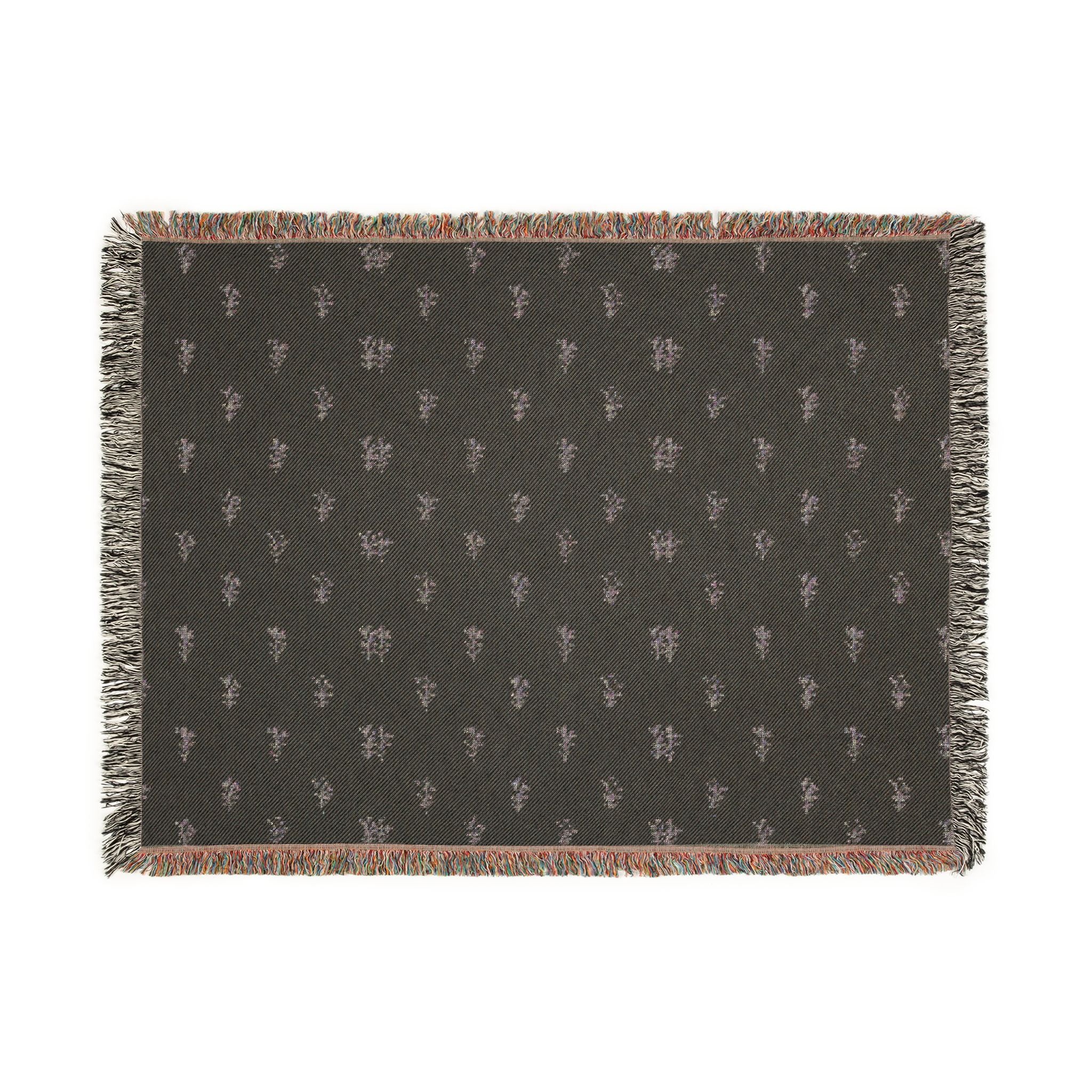 Woven Throw Blanket — Reversible Boho Diamond & Floral Pattern with Fringe