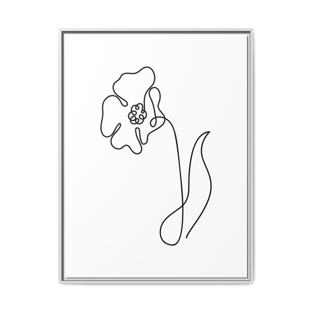 Daisy Line Art Framed Canvas Print — Minimal Botanical Wall Art