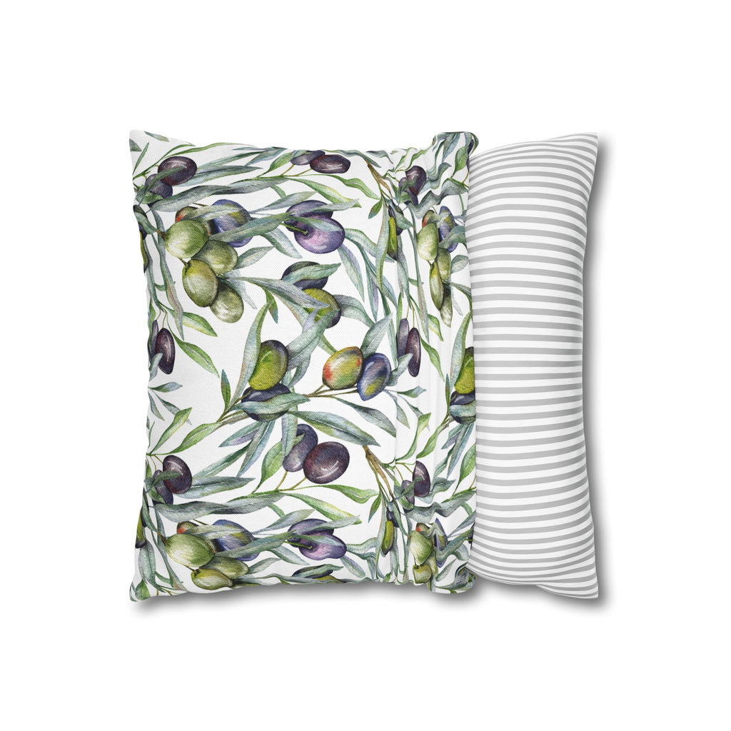 Olive Branch Decorative Pillowcase — Watercolor Mediterranean Throw Pillow Cover