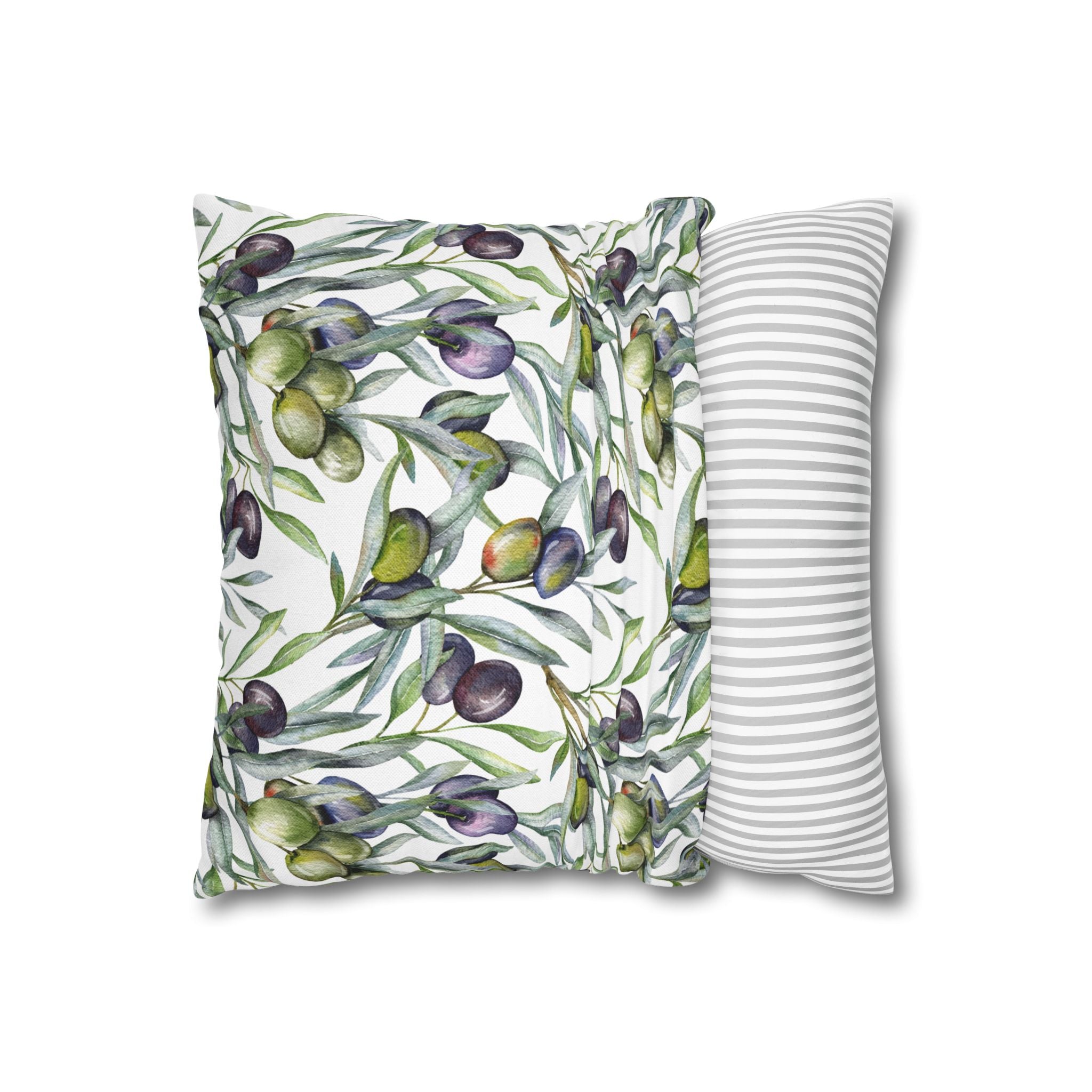 Olive Branch Decorative Pillowcase — Watercolor Mediterranean Throw Pillow Cover