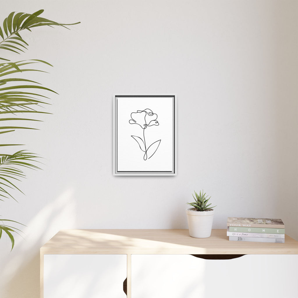 Minimal Line Art Flower Matte Canvas Framed Print