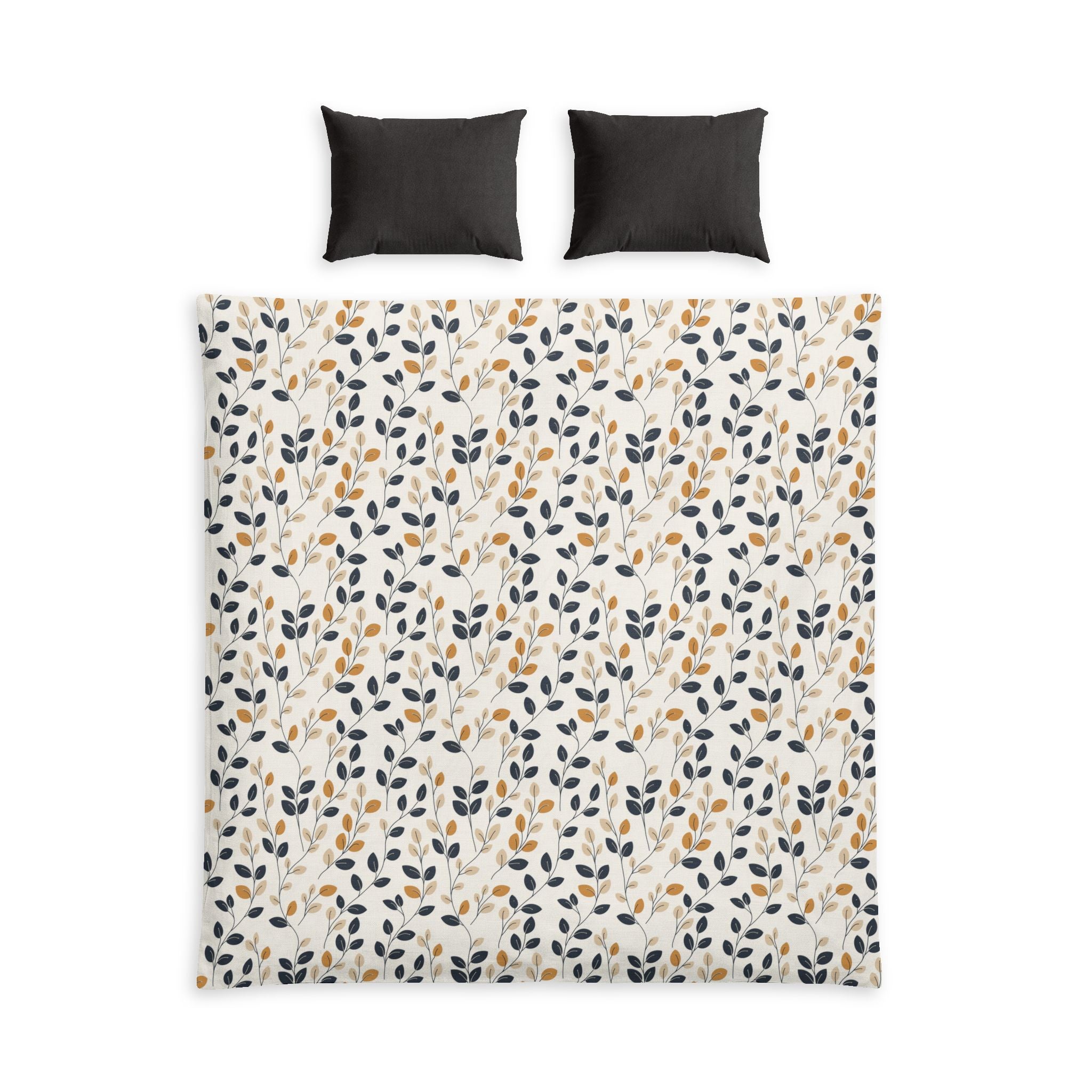 Floral Cotton Bed Set – Neutral Leaf Print Duvet Cover